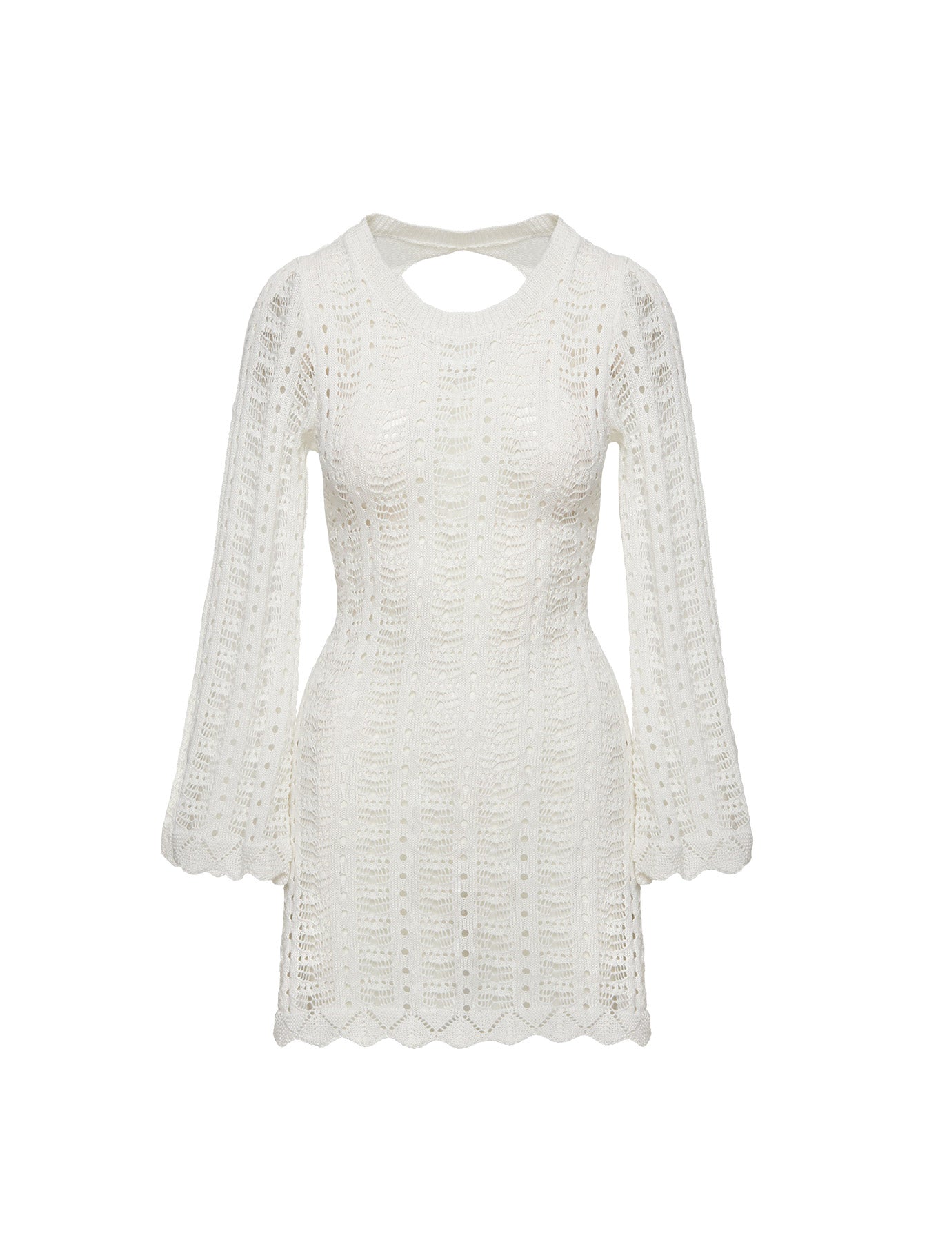 Crush Long Sleeve Mini Dress White - Image 5