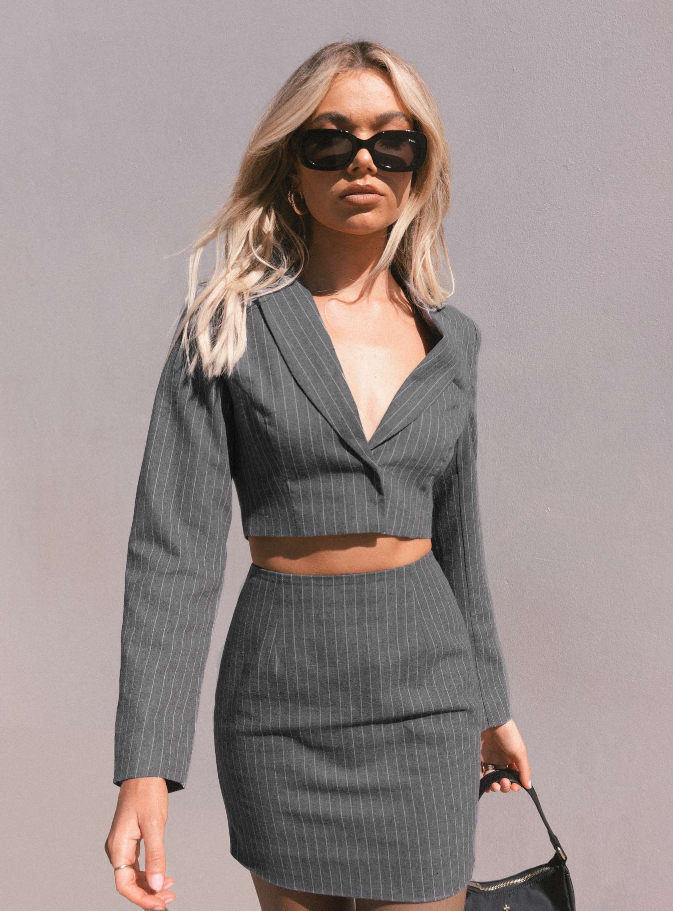 Claremont Cropped Blazer Grey - Image 7