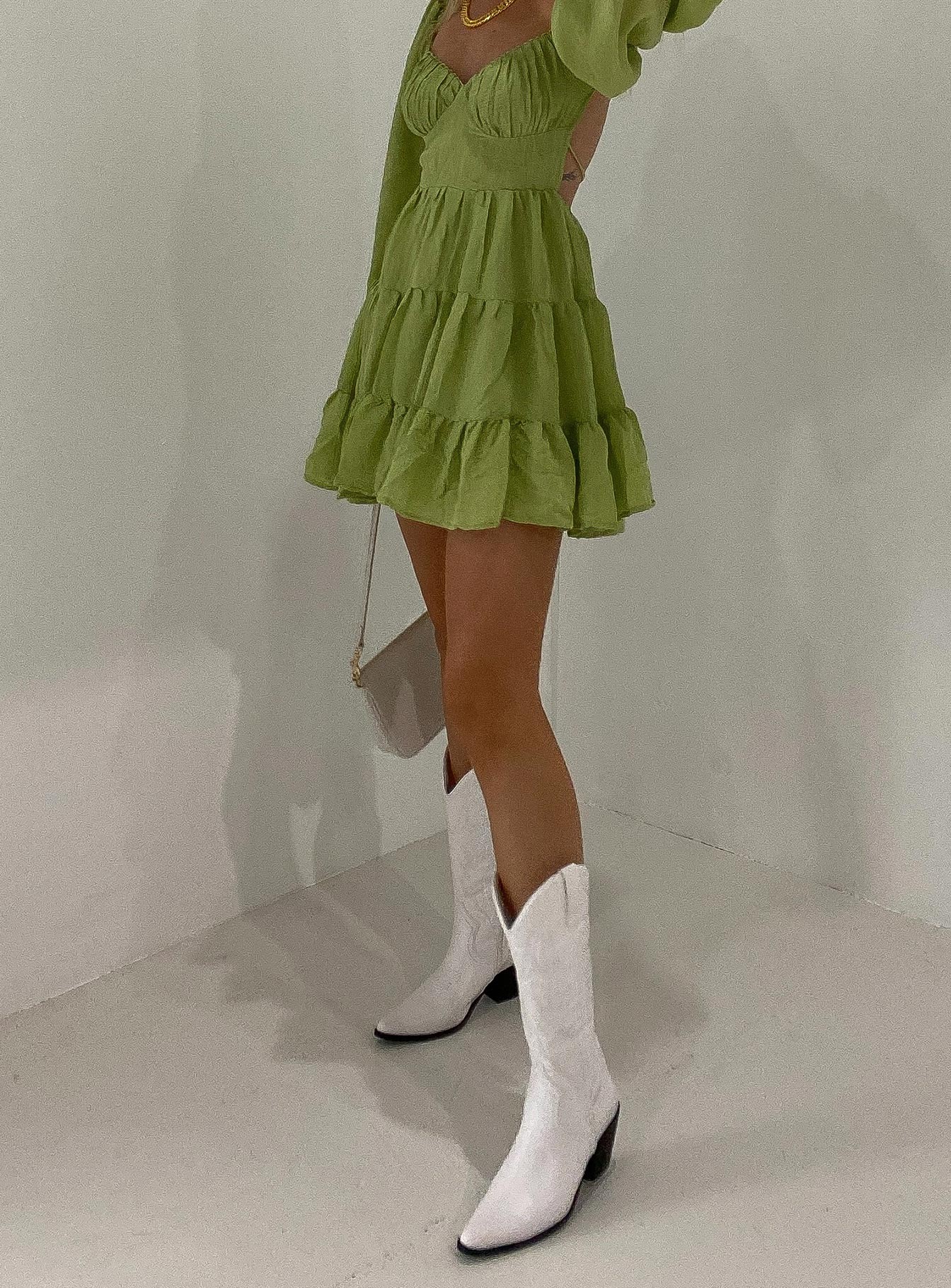Danny Long Sleeve Mini Dress Green - Image 8