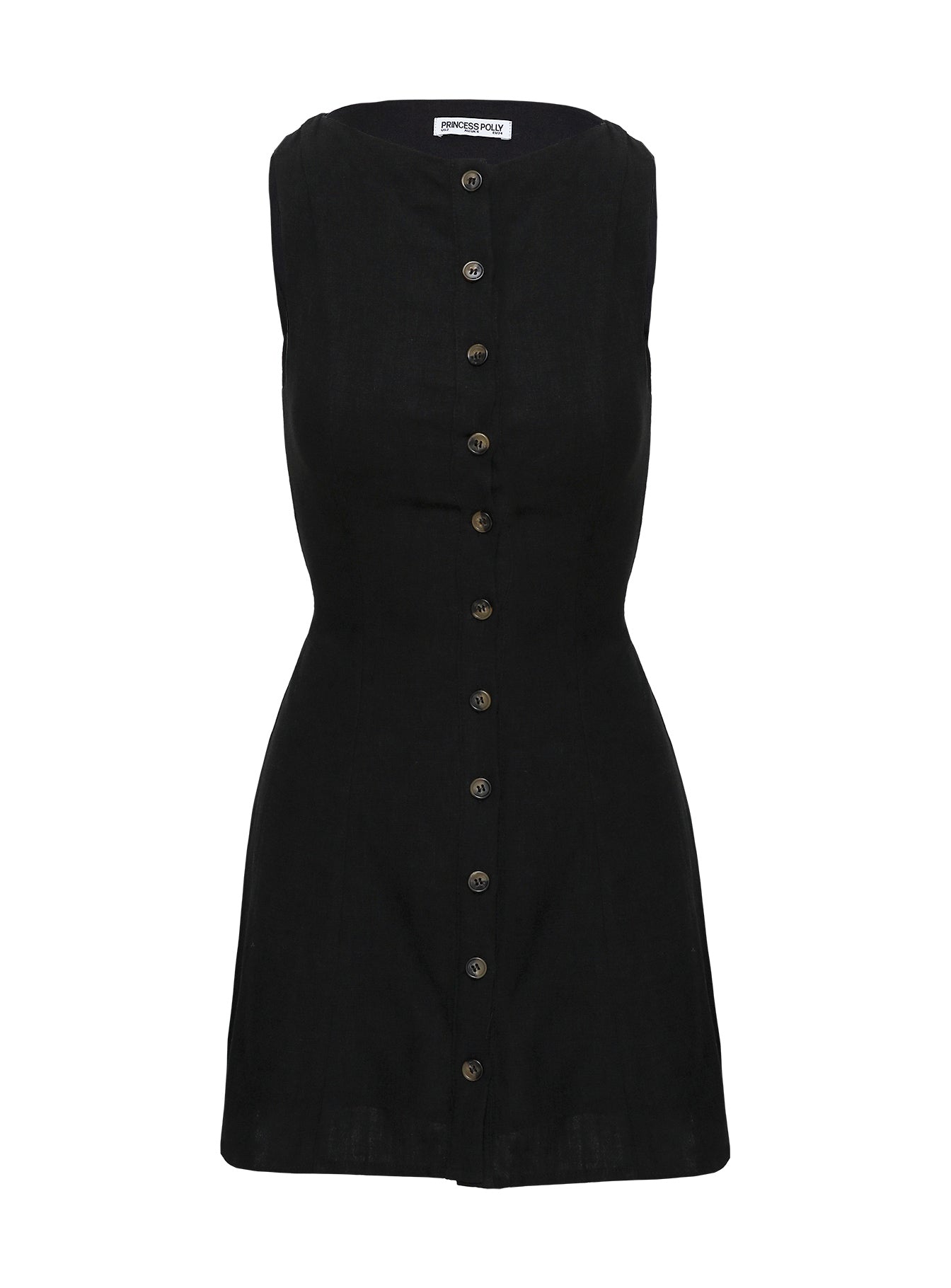 Dollie Linen Mini Dress Black - Image 6