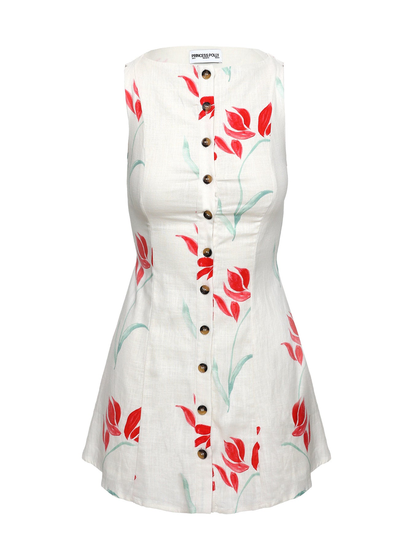 Dollie Linen Mini Dress Floral - Image 6