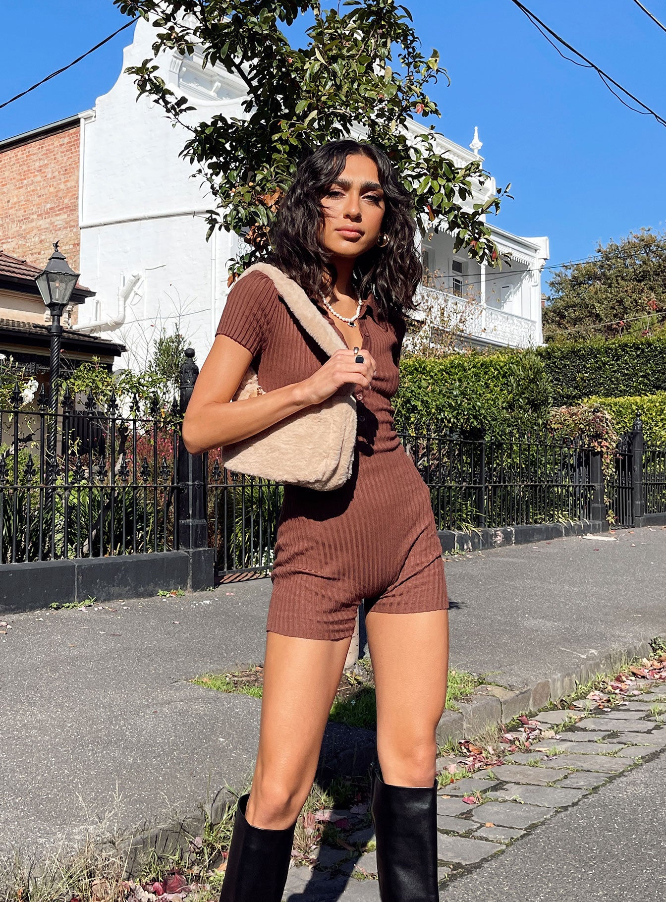 Downtown Romper Chocolate - Image 8