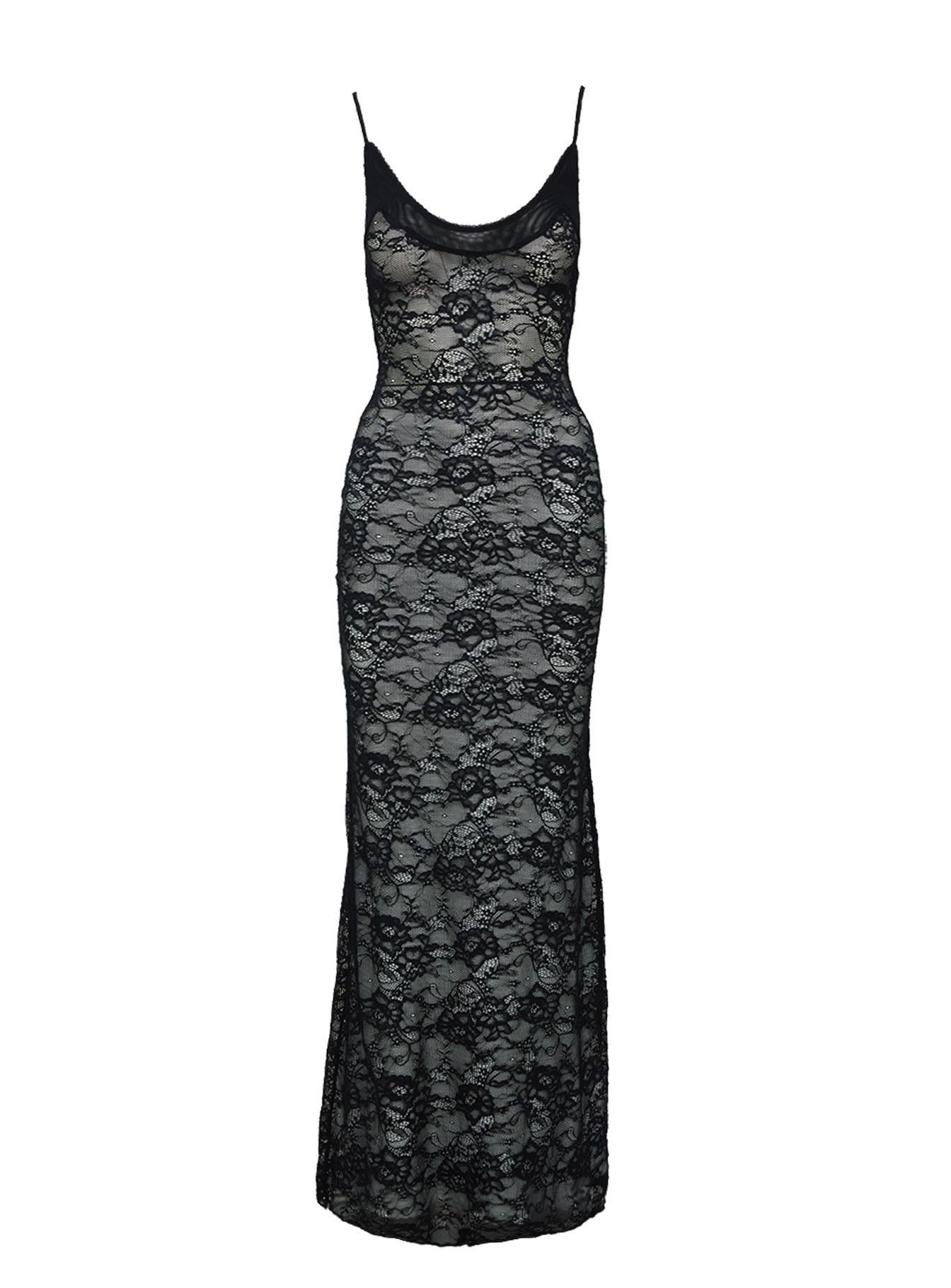 Dynamo Sheer Lace Maxi Dress Black - Image 5