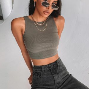Darlington Crop Top Khaki Tall