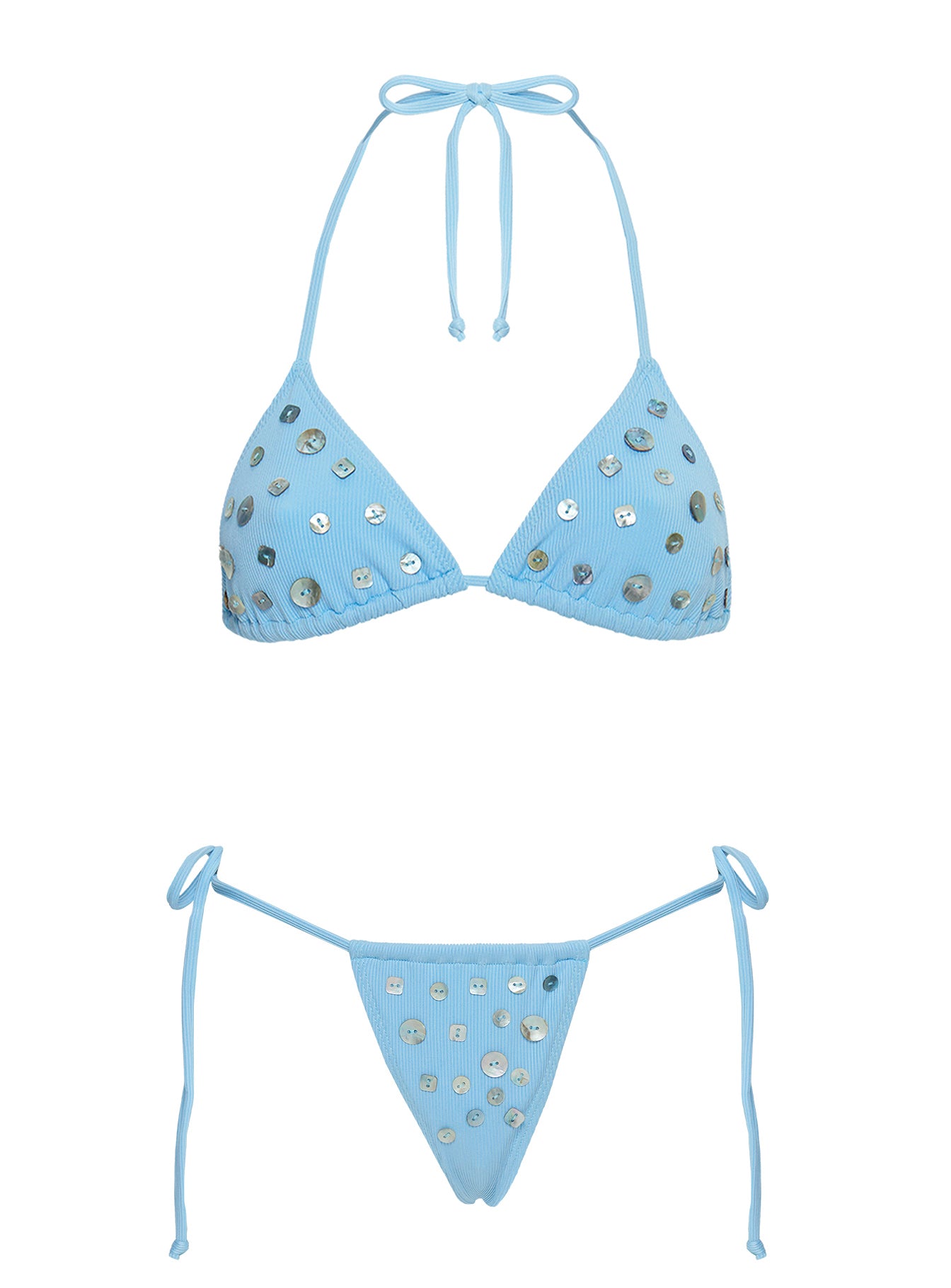 Delora Tie Side Cheeky Bikini Bottoms Blue - Image 5