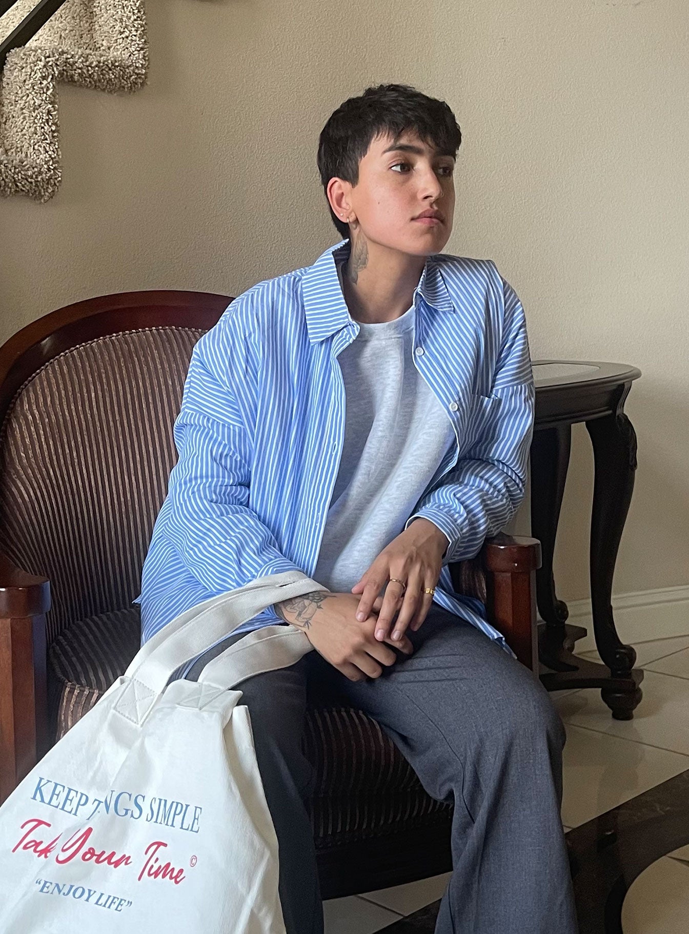 Elona Shirt Blue Stripe - Image 10