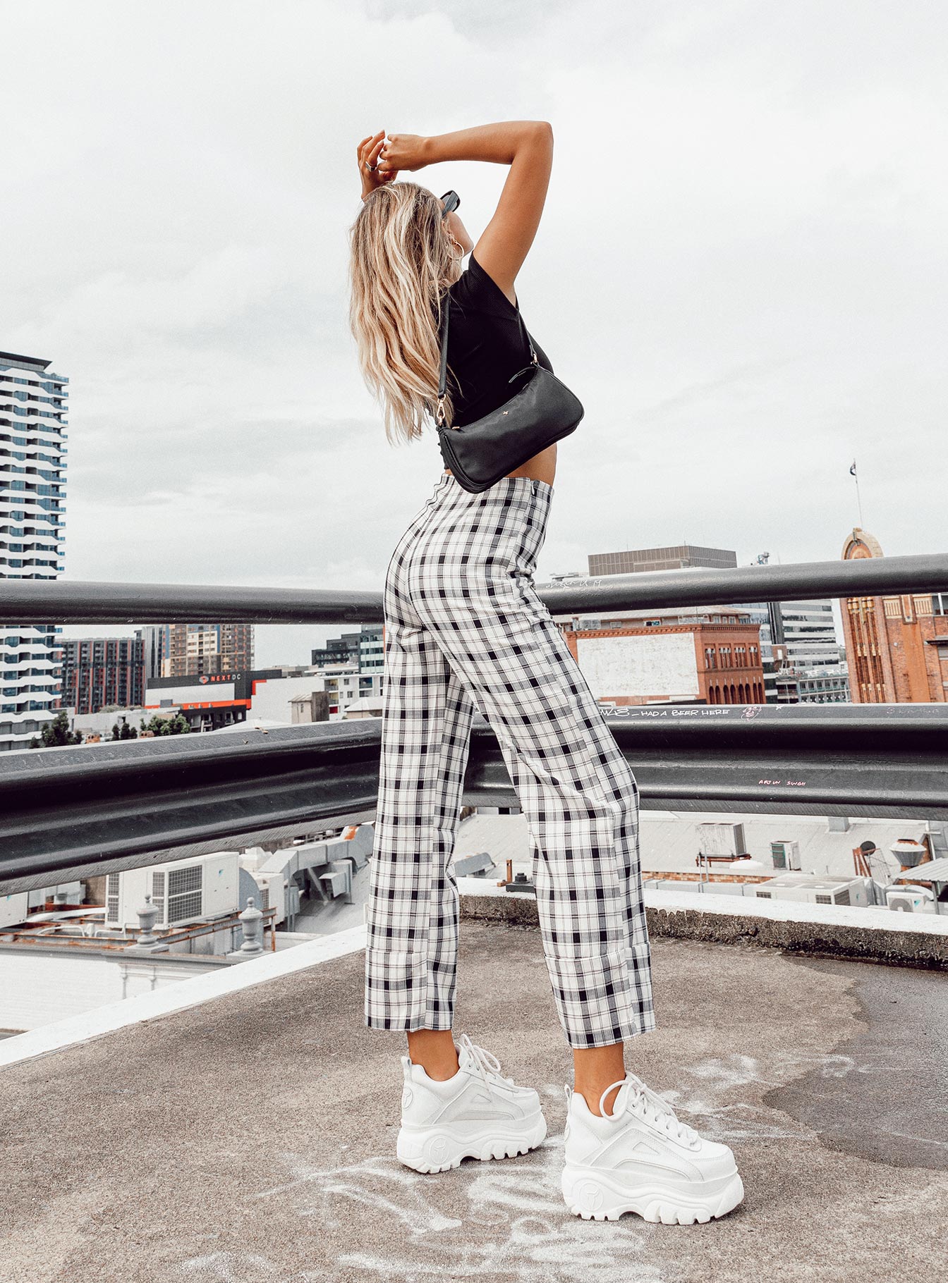 Euros Check Pants Black / White Petite - Image 10