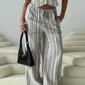 Flutters Pants White / Blue Stripe