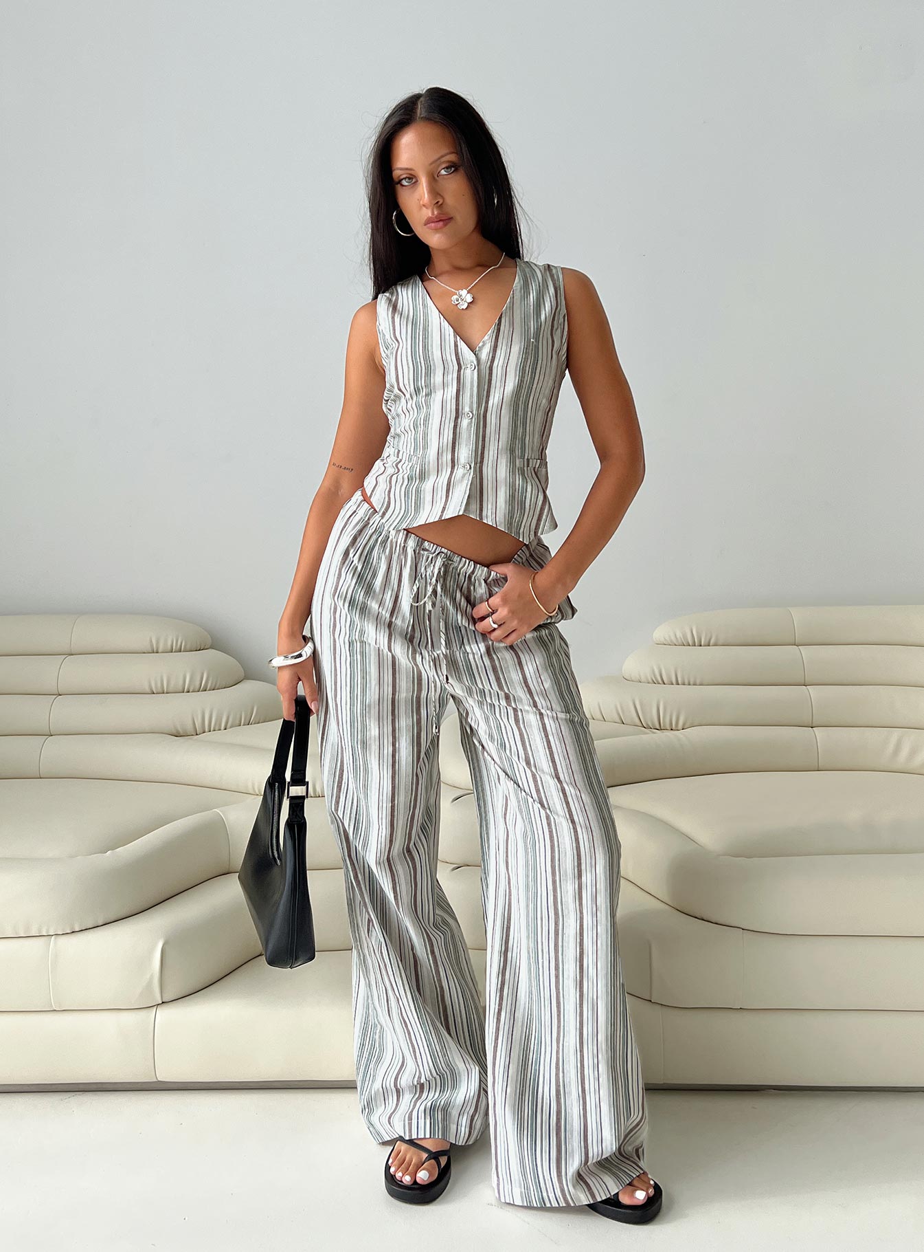 Flutters Vest Top White / Blue Stripe - Image 8