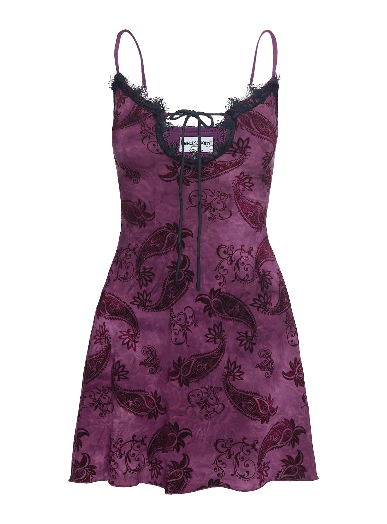 Foliage Lace Cut Out Mini Dress Purple - Image 5