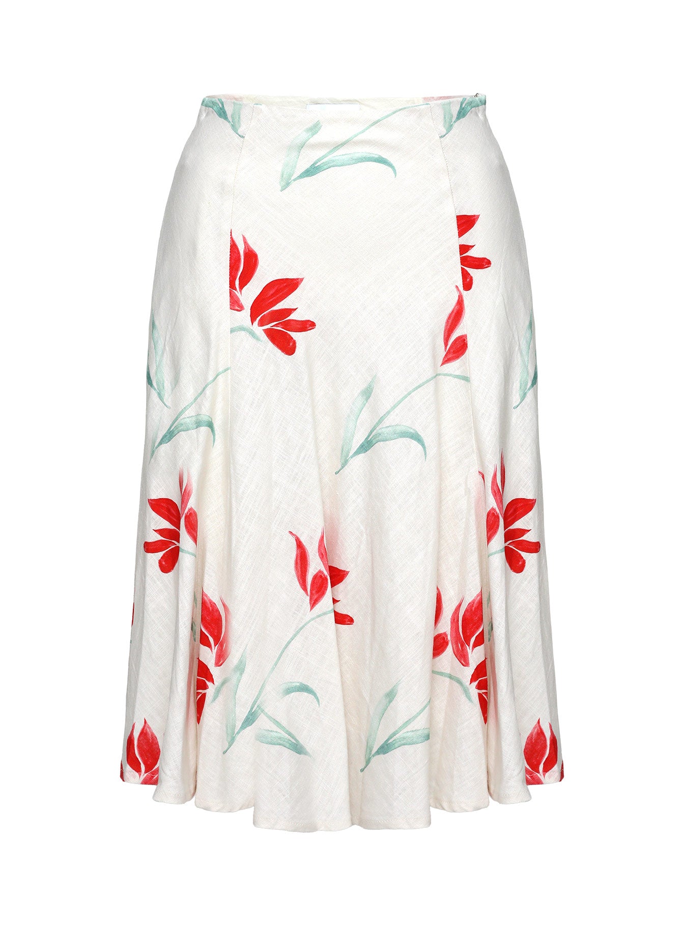 Franci Linen Low Rise Midi Skirt Floral - Image 6