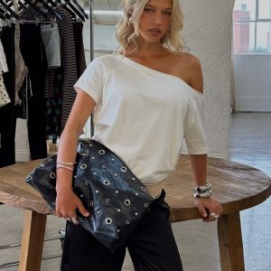 Find Your Love Eyelet Detail Shoulder Bag Black