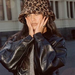 Frankle Faux Fur Bucket Hat Leopard