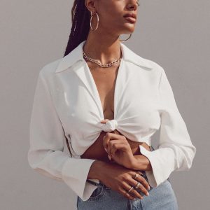 French Kiss Twist Shirt White