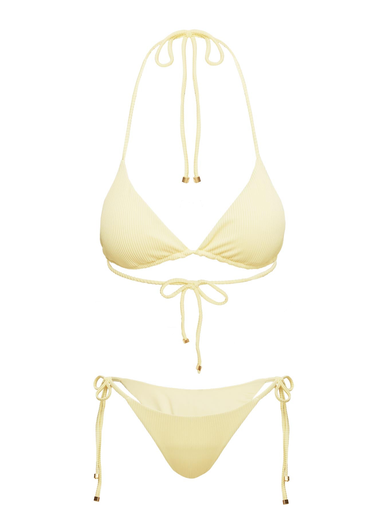 Glora Ribbed Tie Side Bikini Bottom Yellow - Image 5
