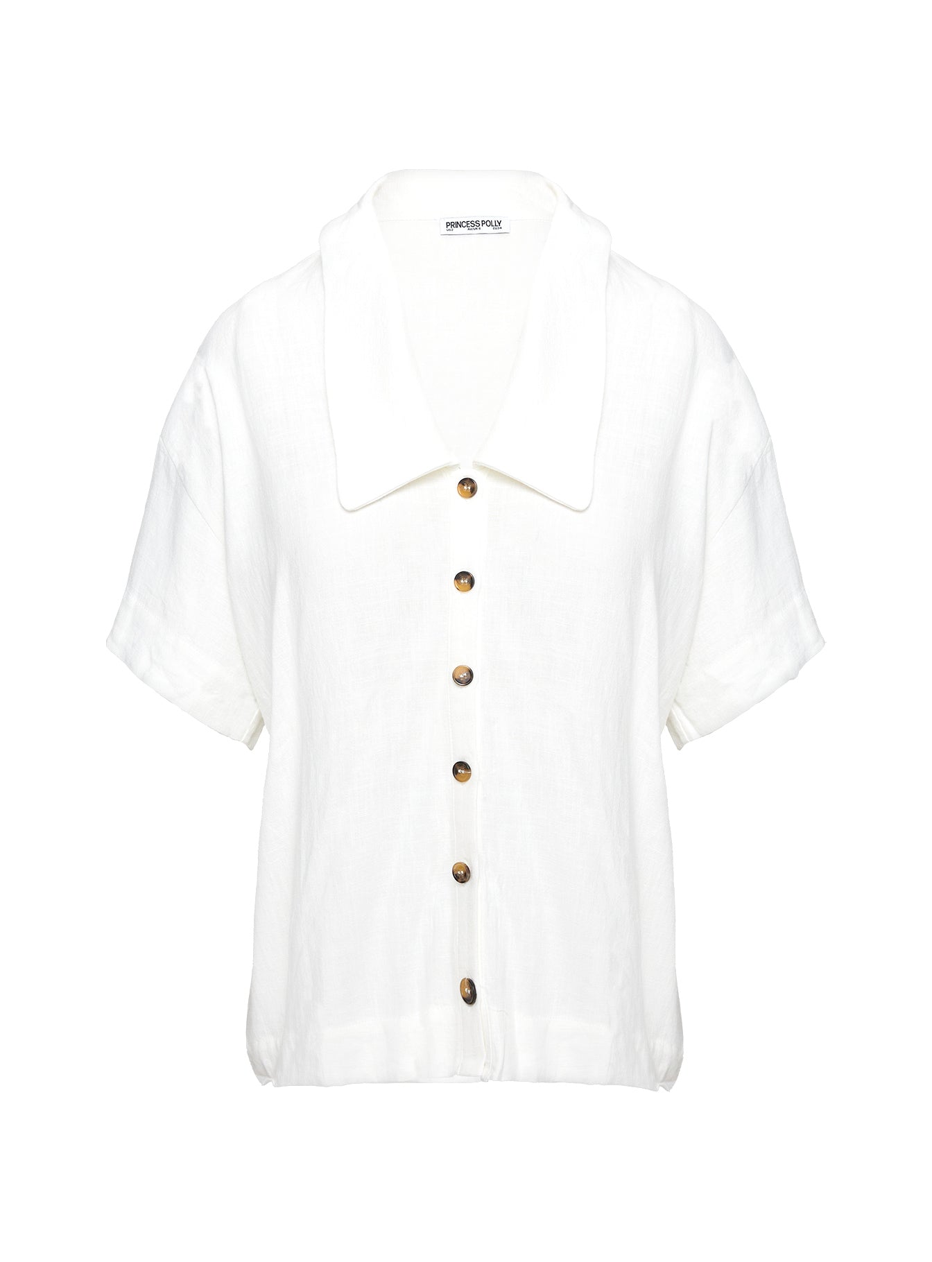 Goody Linen Button Front Top White - Image 5