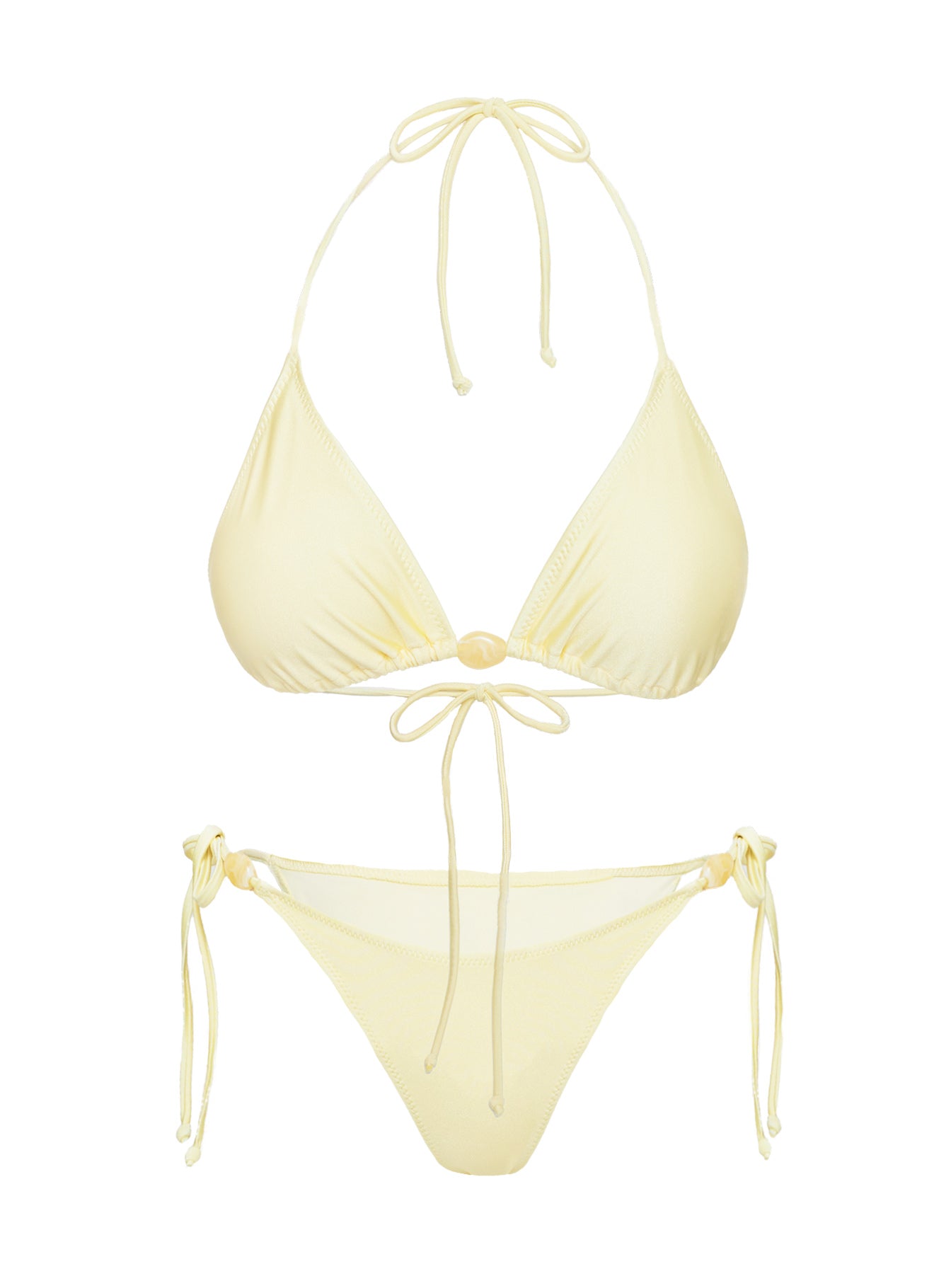 Hit The Beach Bead Detail Bikini Top Lemon - Image 5