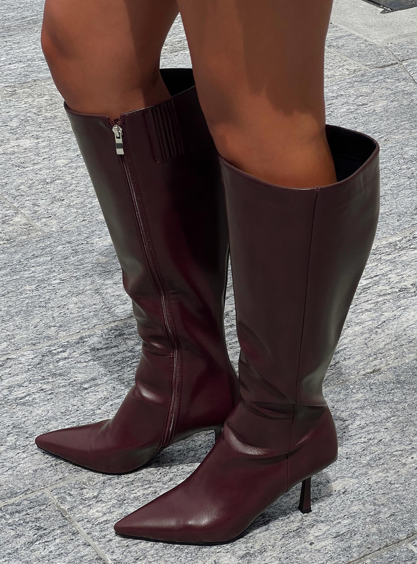 Harrie Knee High Boots Burgundy - Image 6