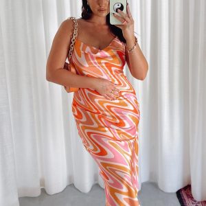 Zamora Maxi Dress Orange / Pink