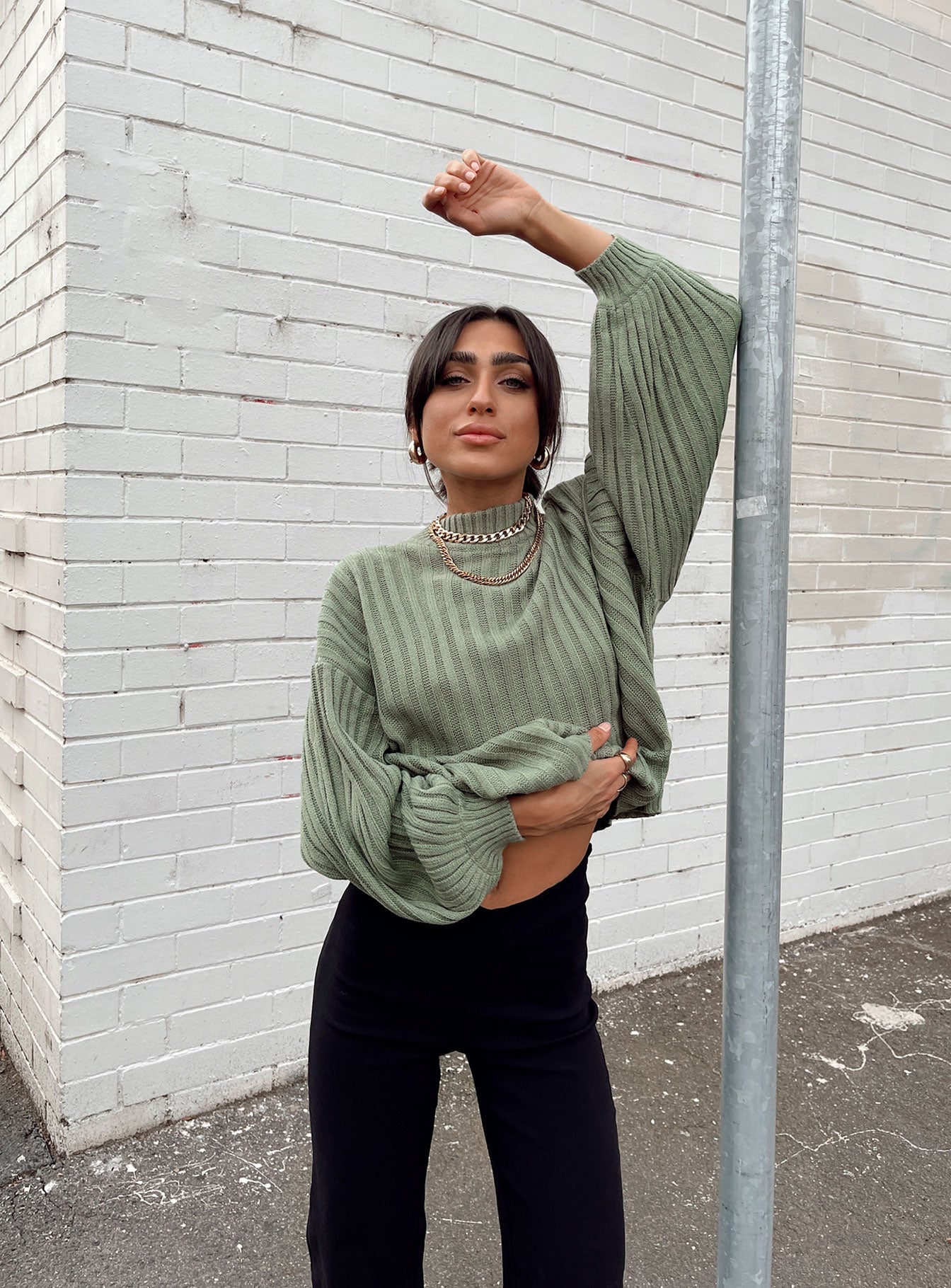 Innerbloom Oversized Sweater Dark Green - Image 8