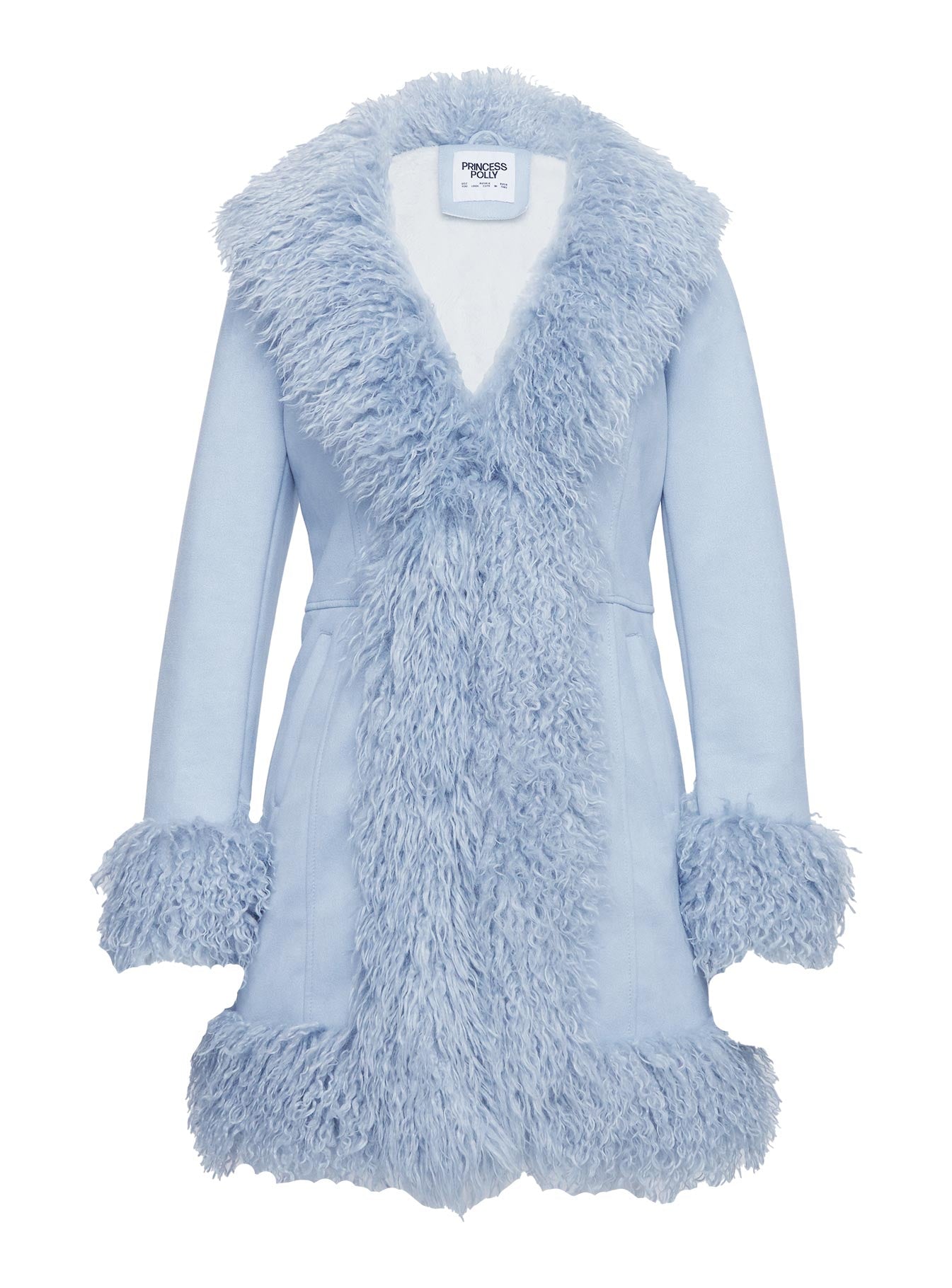 Josefina Faux Fur Detail Jacket Blue - Image 5