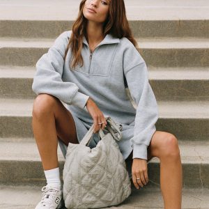 Jovie Nylon Quilted Tote Beige