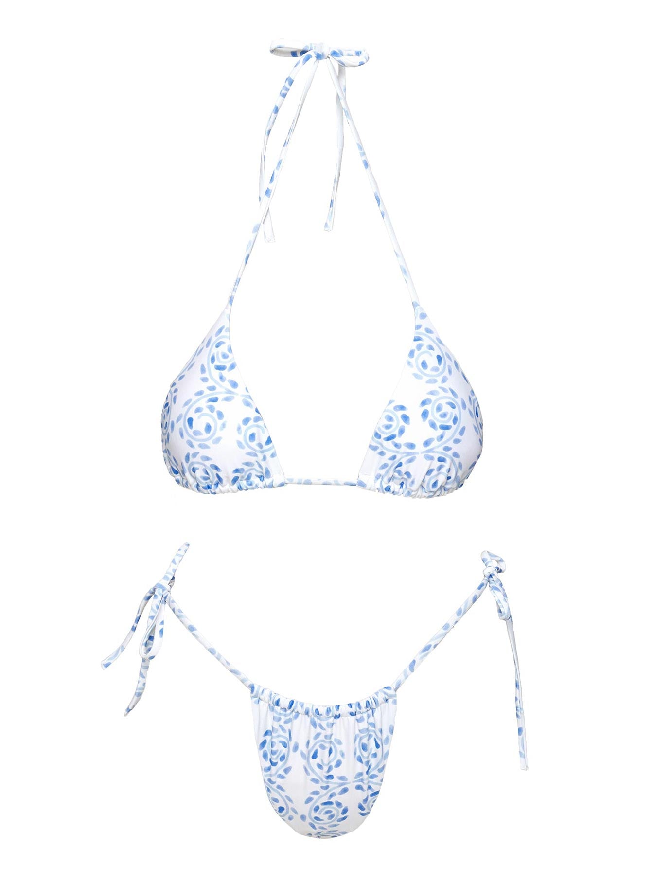 Jenner Tie Side Ruched Bikini Bottom Blue / White Swirl - Image 5