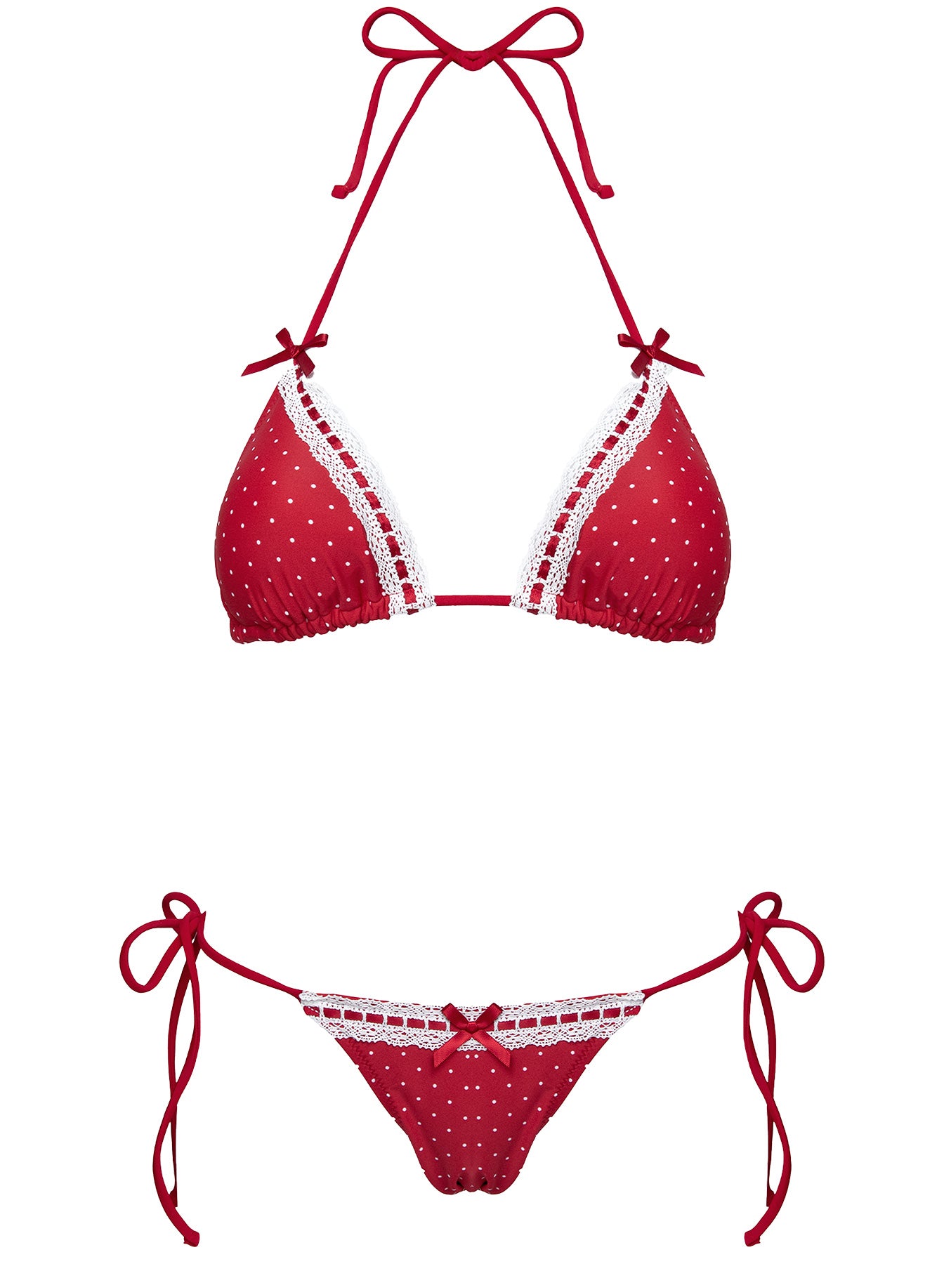Jenner Triangle Bikini Top Red Polka - Image 5