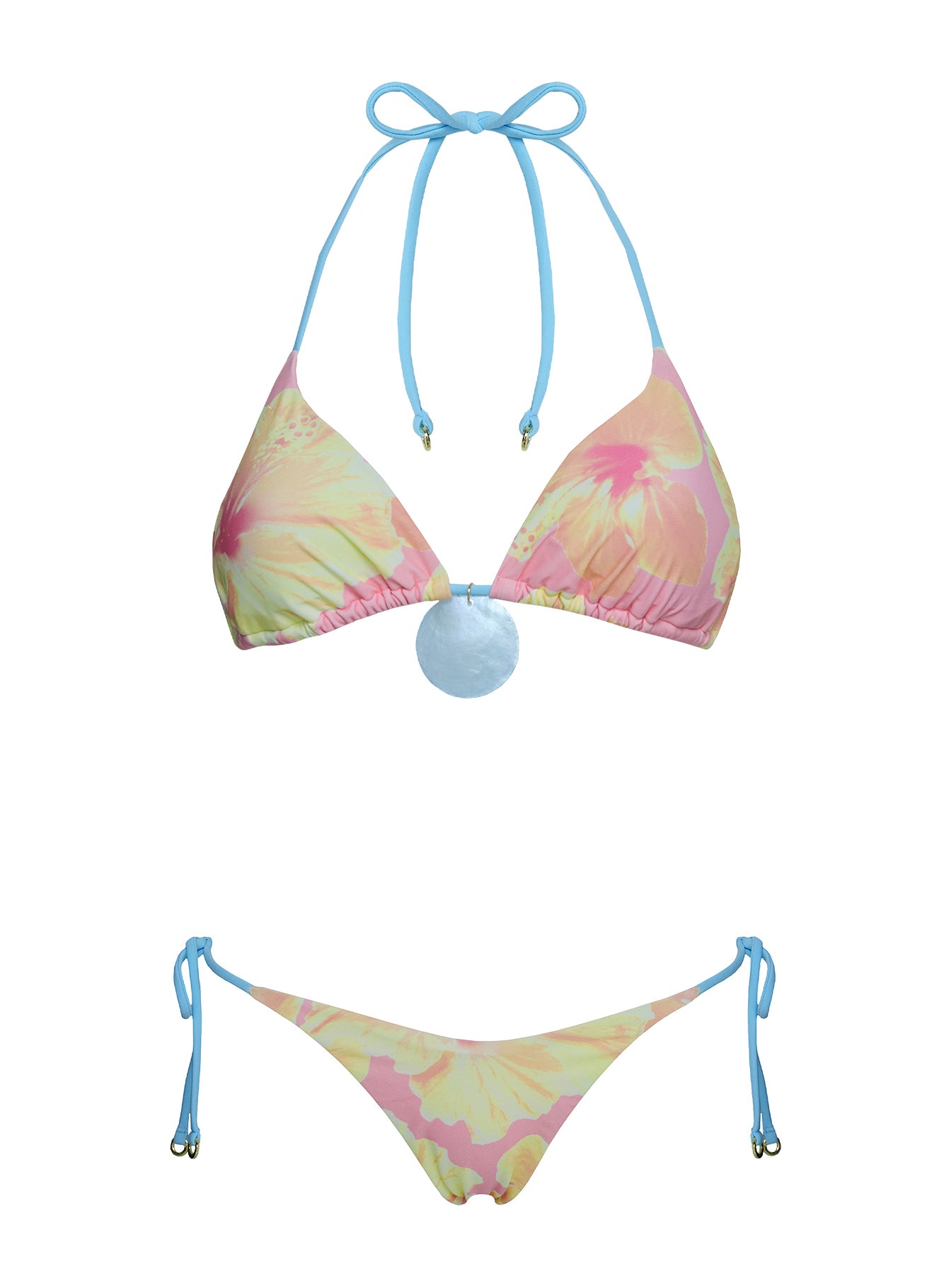 Jenner Triangle Contrast Bikini Top Pink Floral - Image 5