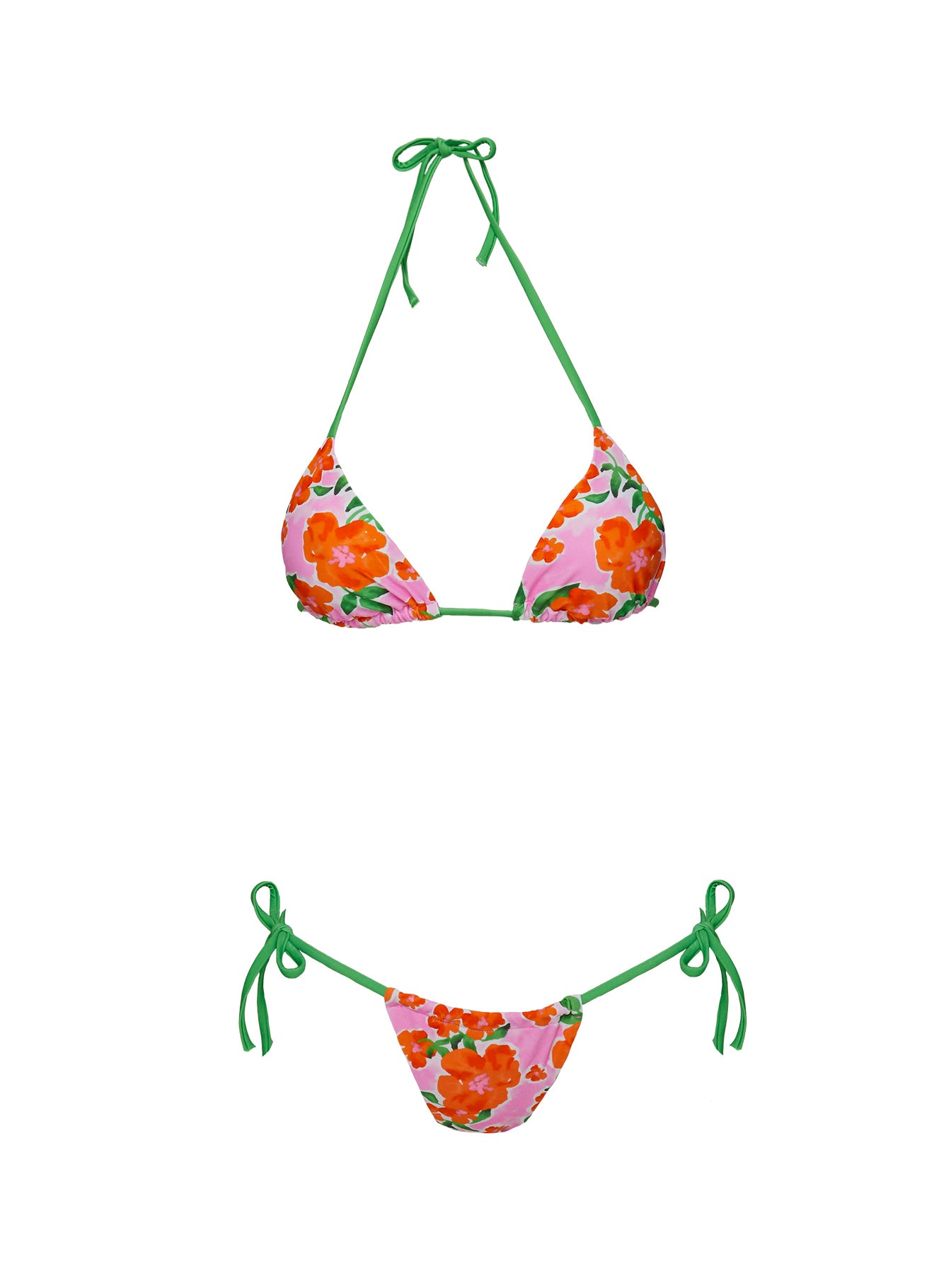 Jenner Triangle Bikini Top Green / Pink Floral - Image 9