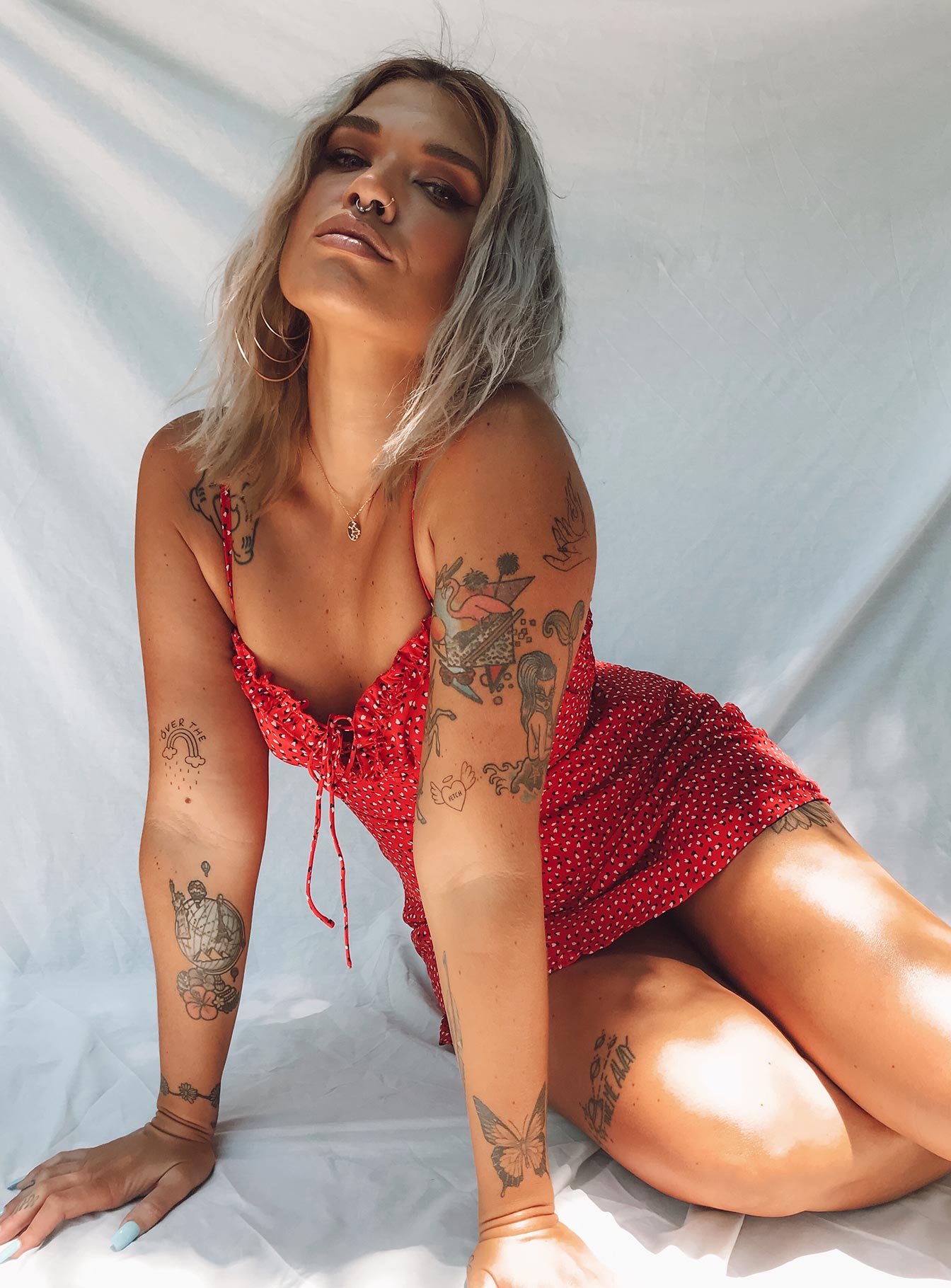 Love Birds Mini Dress Red - Image 5