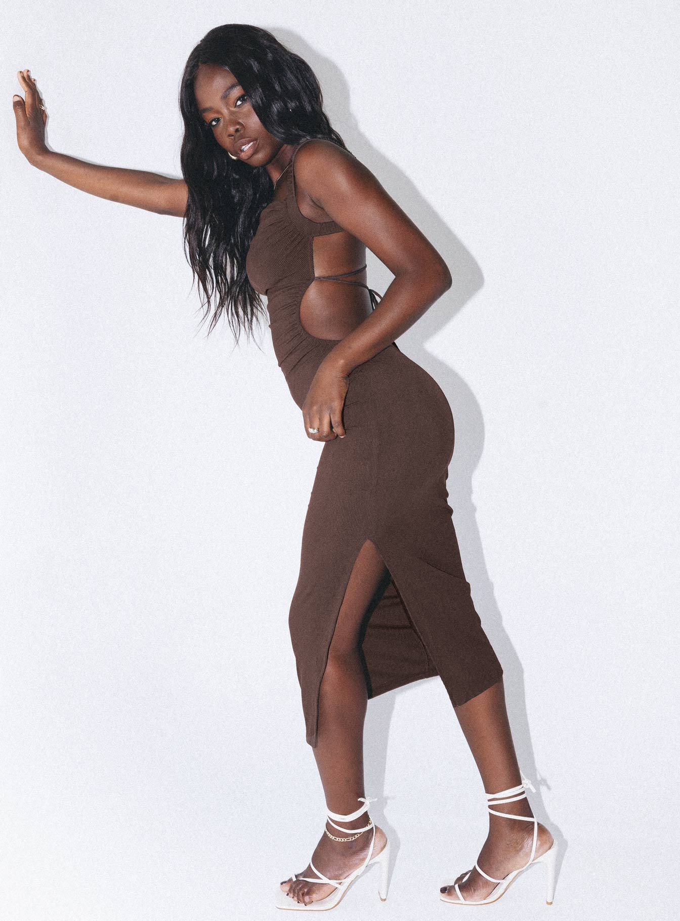 Lainey Midi Dress Brown - Image 6