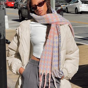 Maizie Houndstooth Scarf Pink Multi