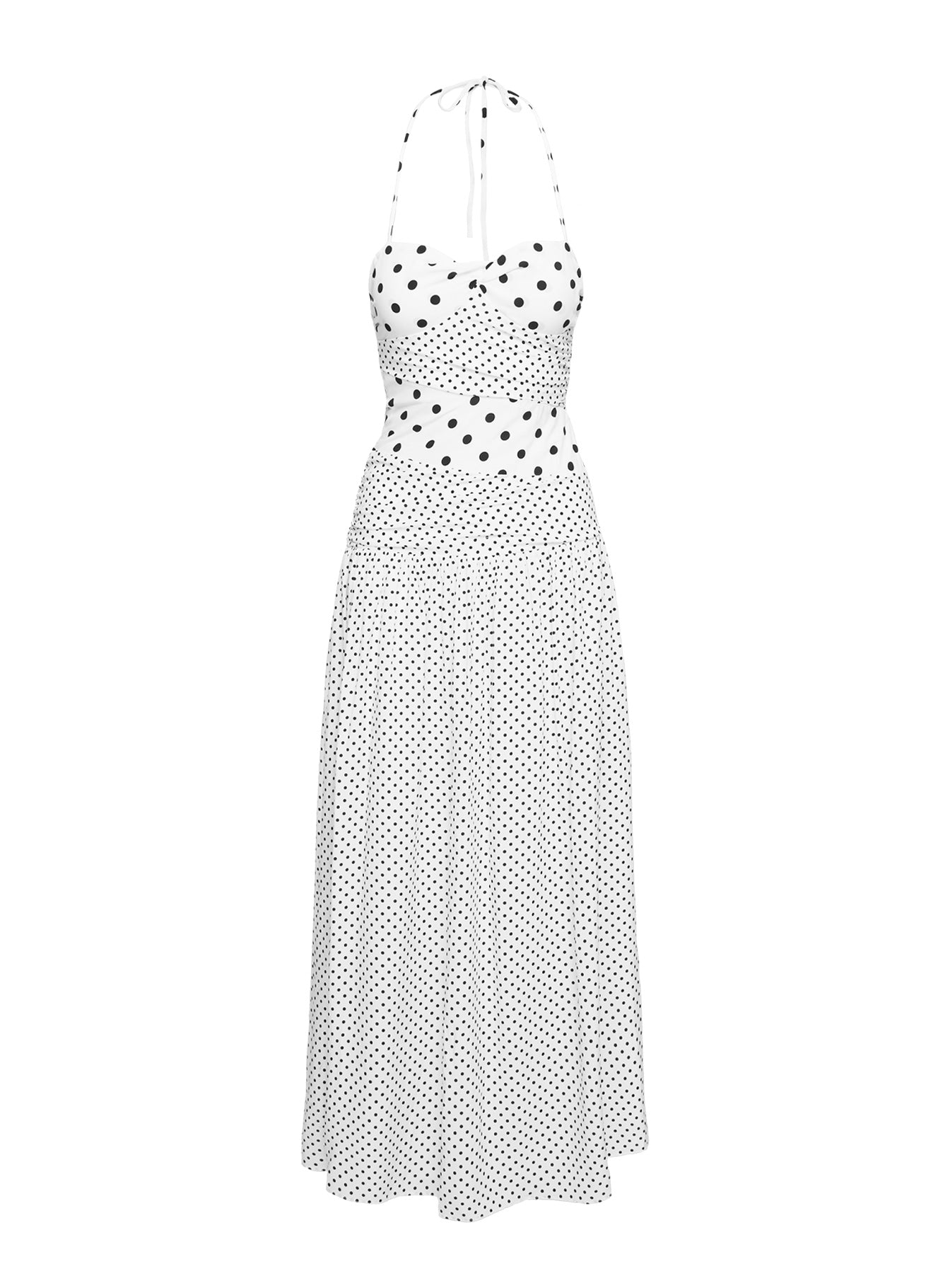 Marguerite Halter Maxi Dress White Polka - Image 5