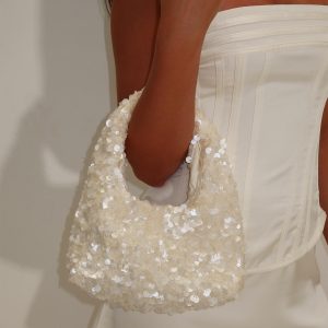 Midnights Sequin Shoulder Bag White