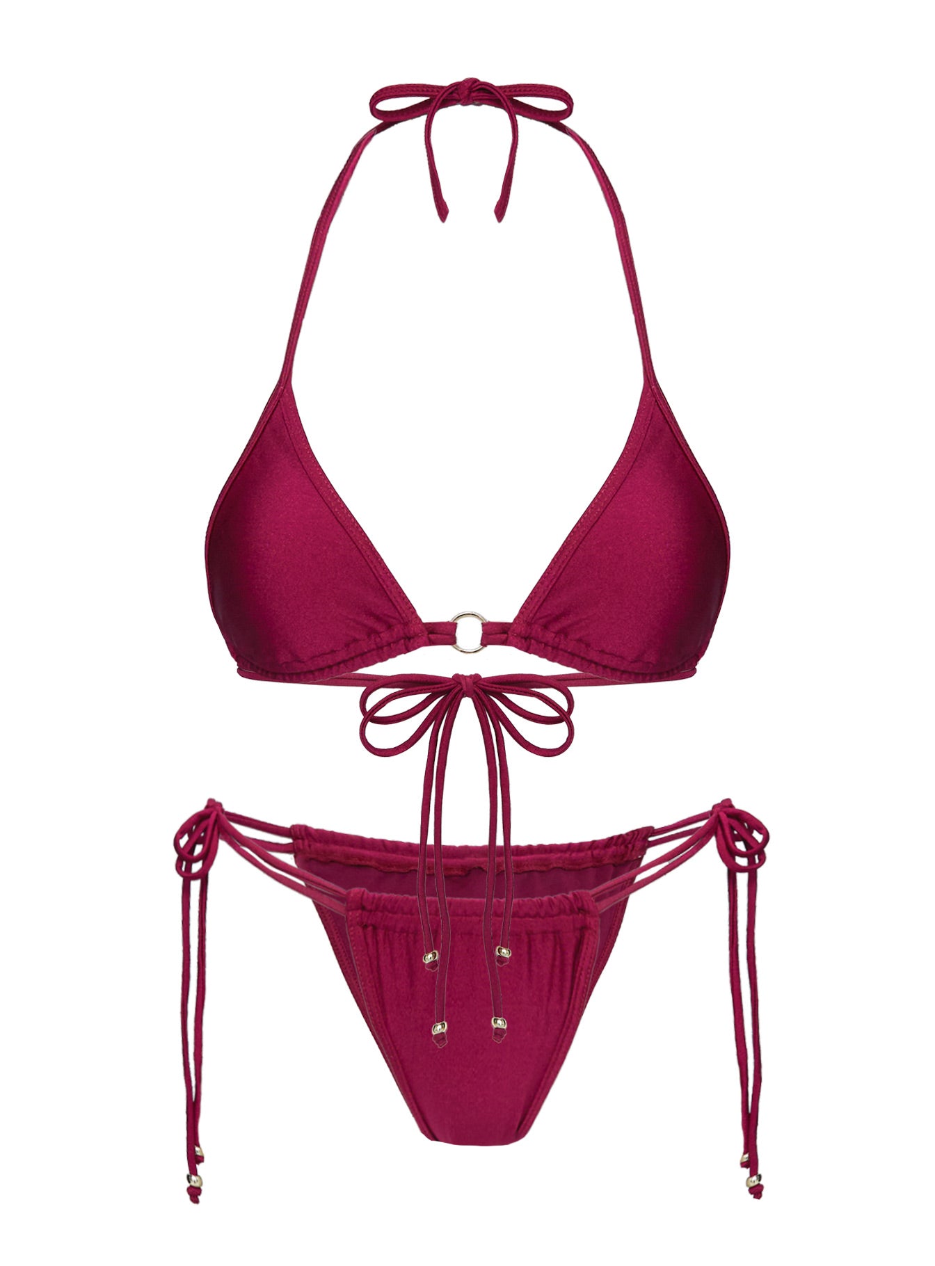 Nayeli Tie Side Bikini Bottoms Burgundy - Image 5
