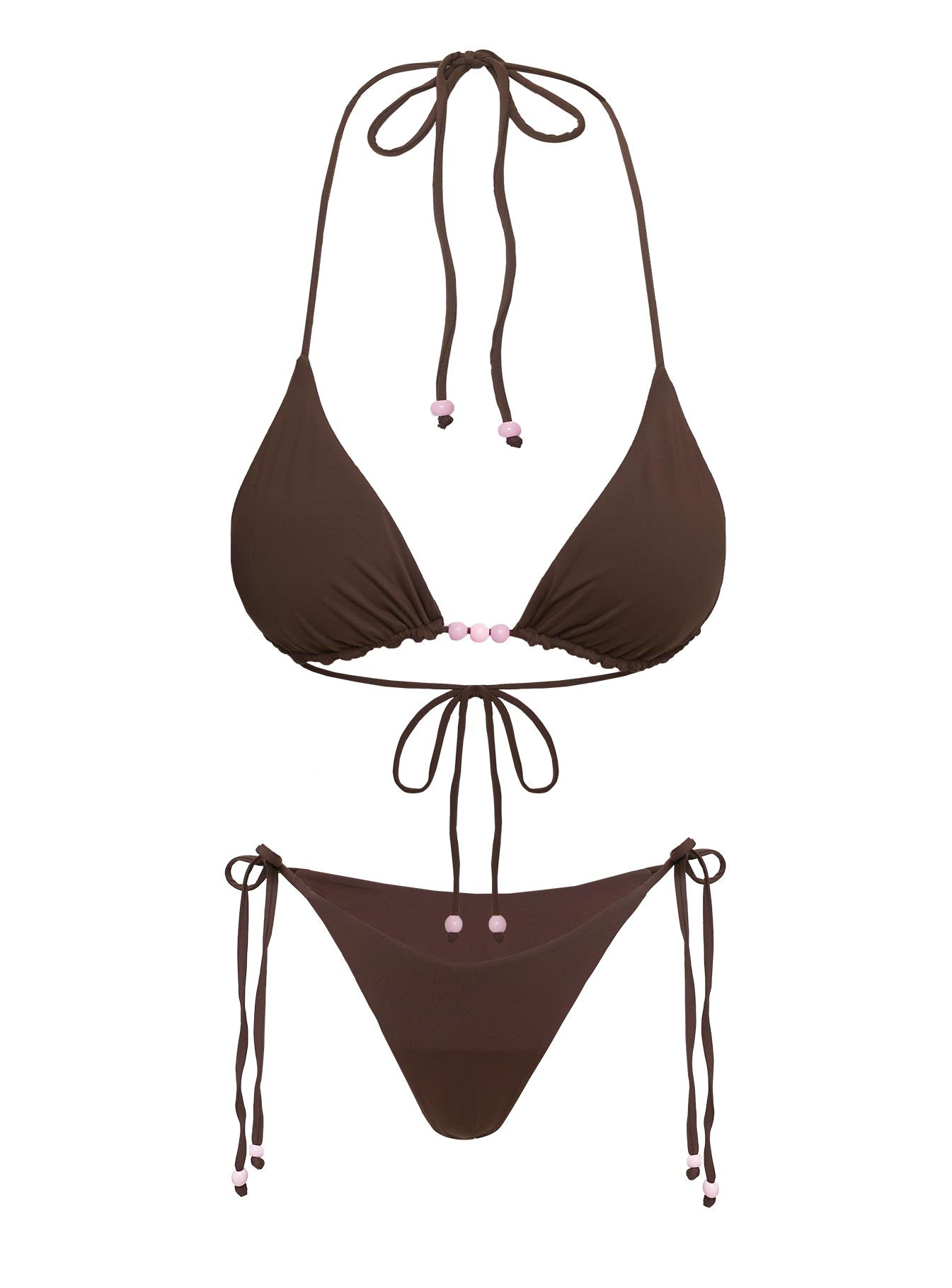 Glora Tie Side Beaded Bikini Bottom Brown - Image 5