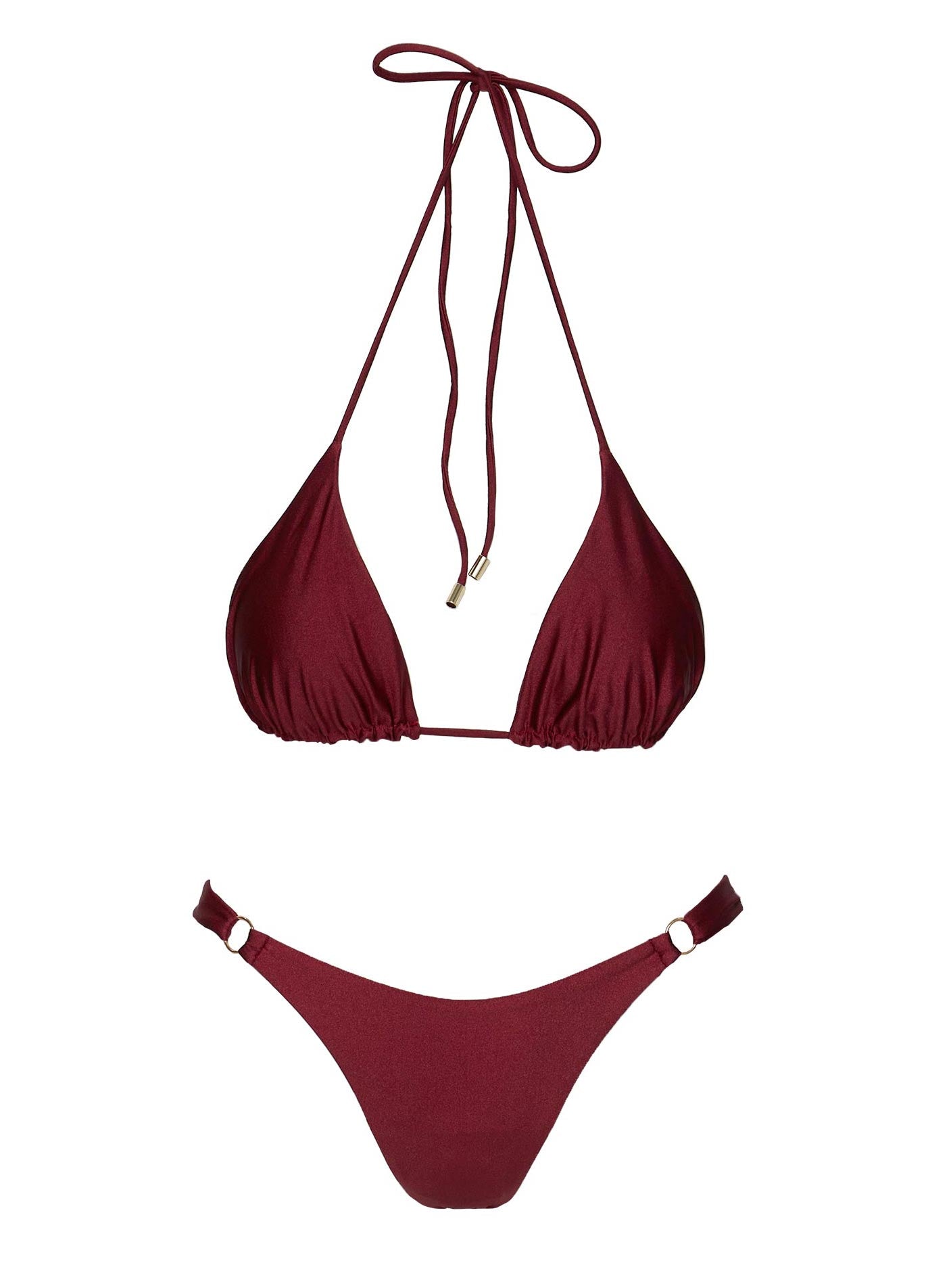 Kennedie Shine High Cut Ring Bikini Bottoms Burgundy - Image 5