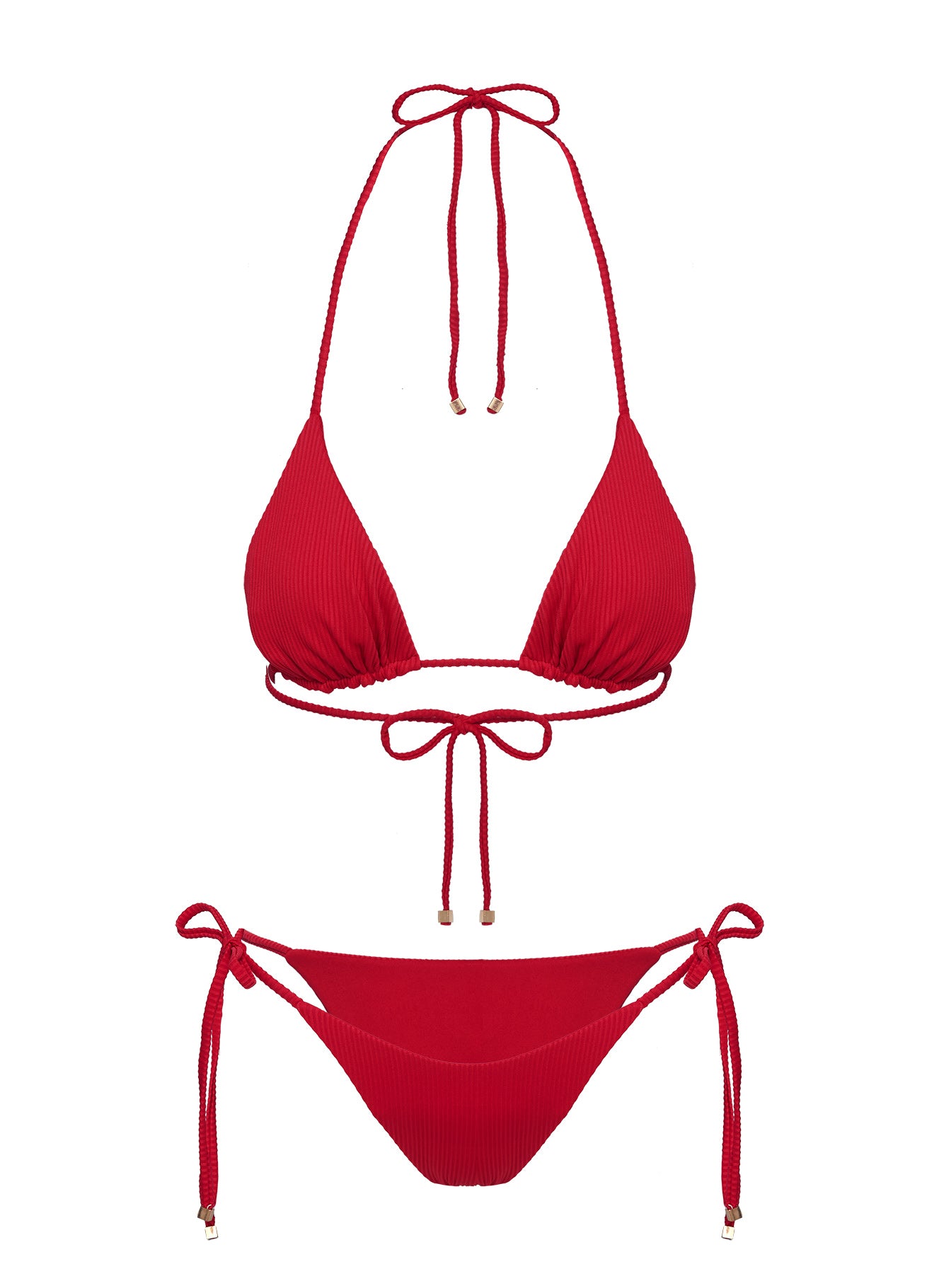 Glora Tie Side Ribbed Bikini Bottom Red - Image 5