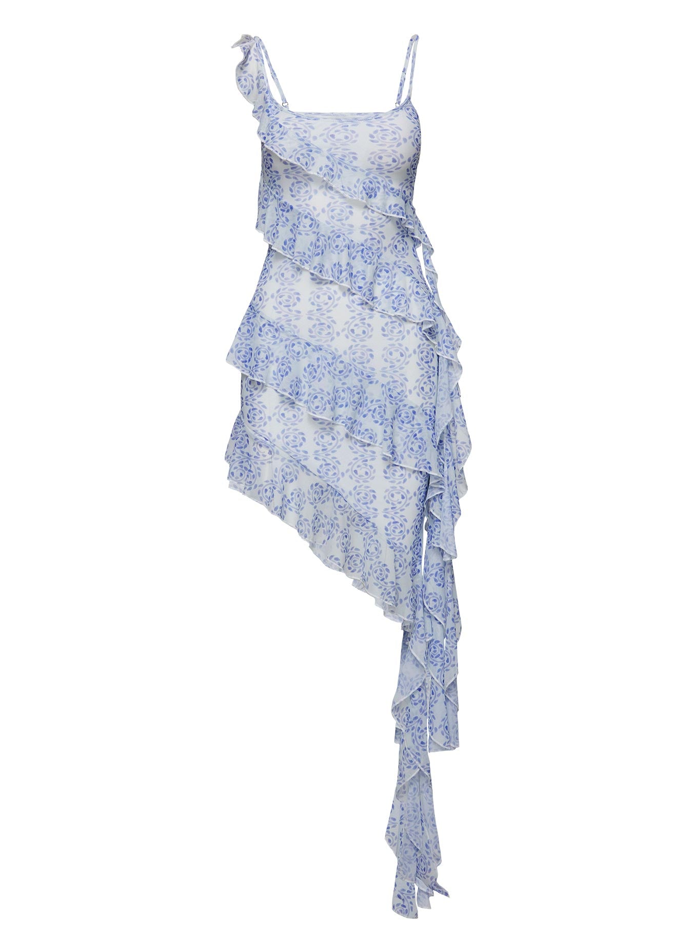 Oceanica Frill Midi Dress Blue - Image 6