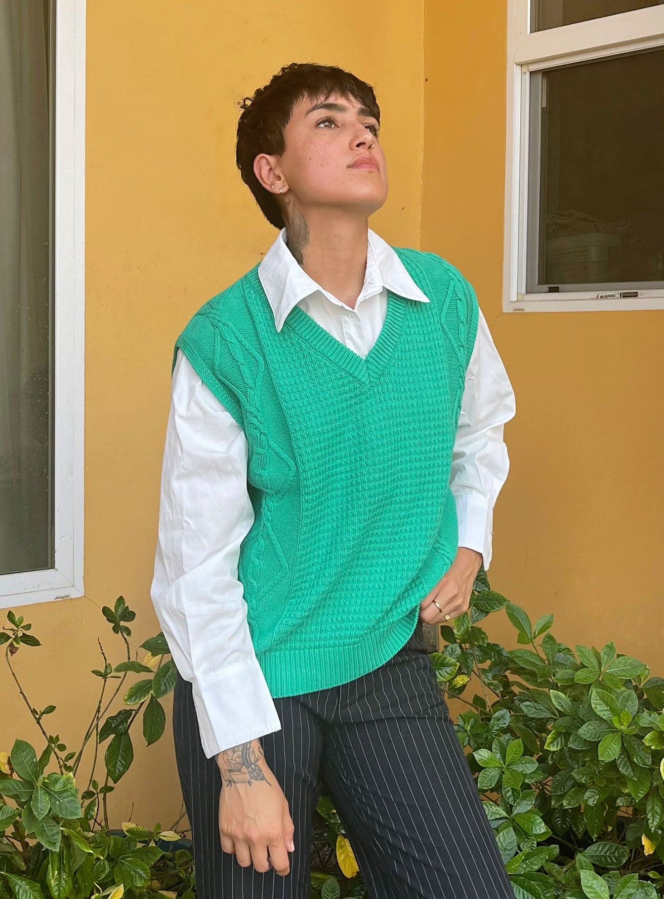 Cotton Carey Sweater Vest Green - Image 5