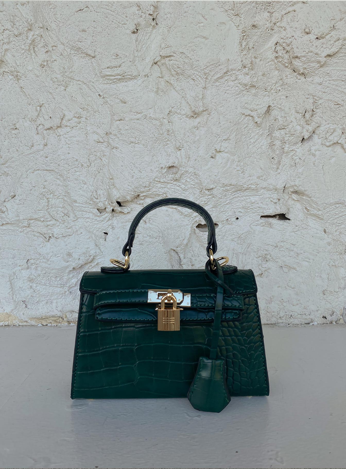 Peta & Jain Hedi Mini Top Handle Bag Green Croc