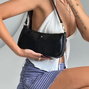 Peta & Jain Piper Bag Black Croc