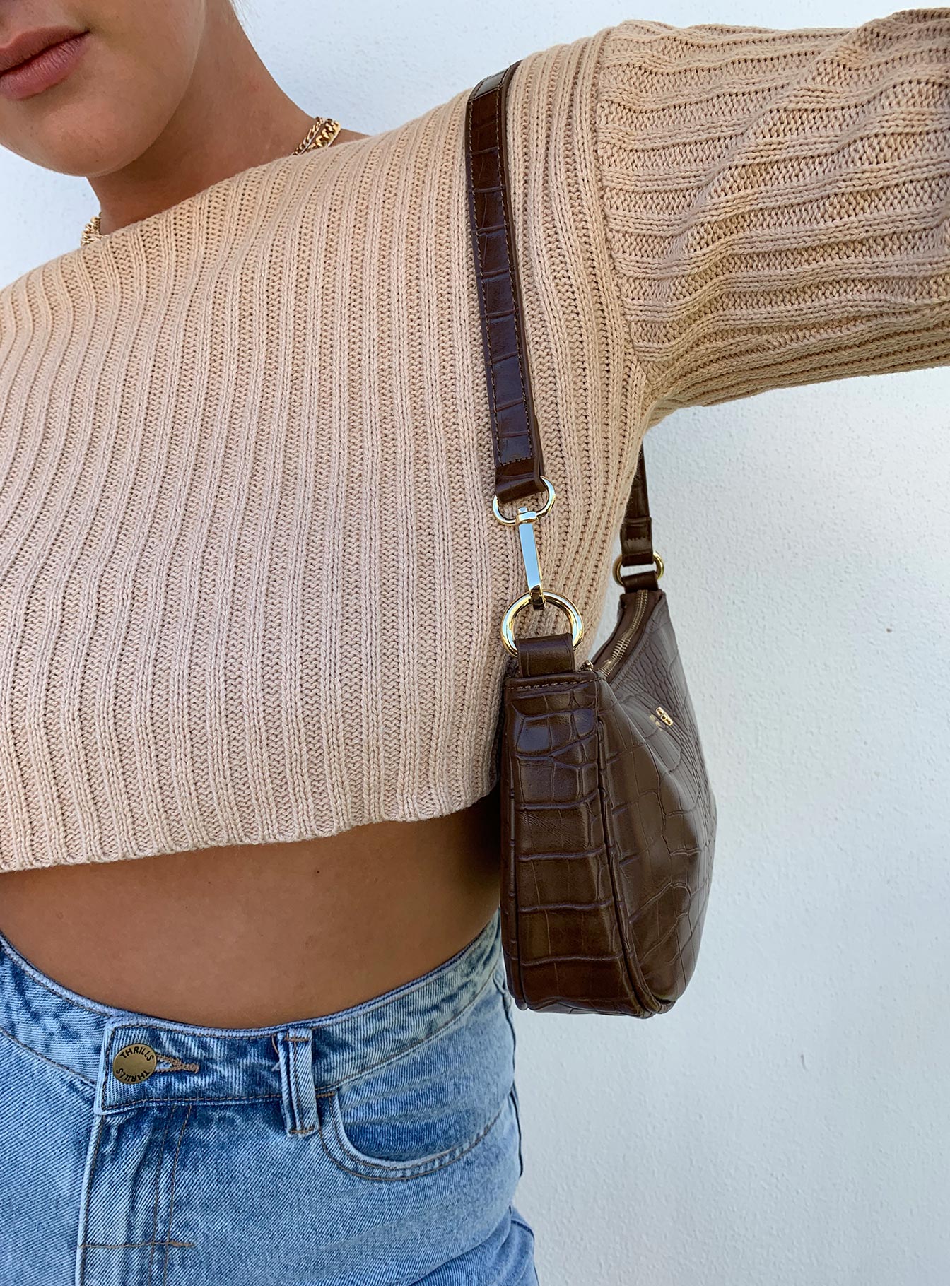 Peta & Jain Piper Bag Chocolate Croc - Image 6