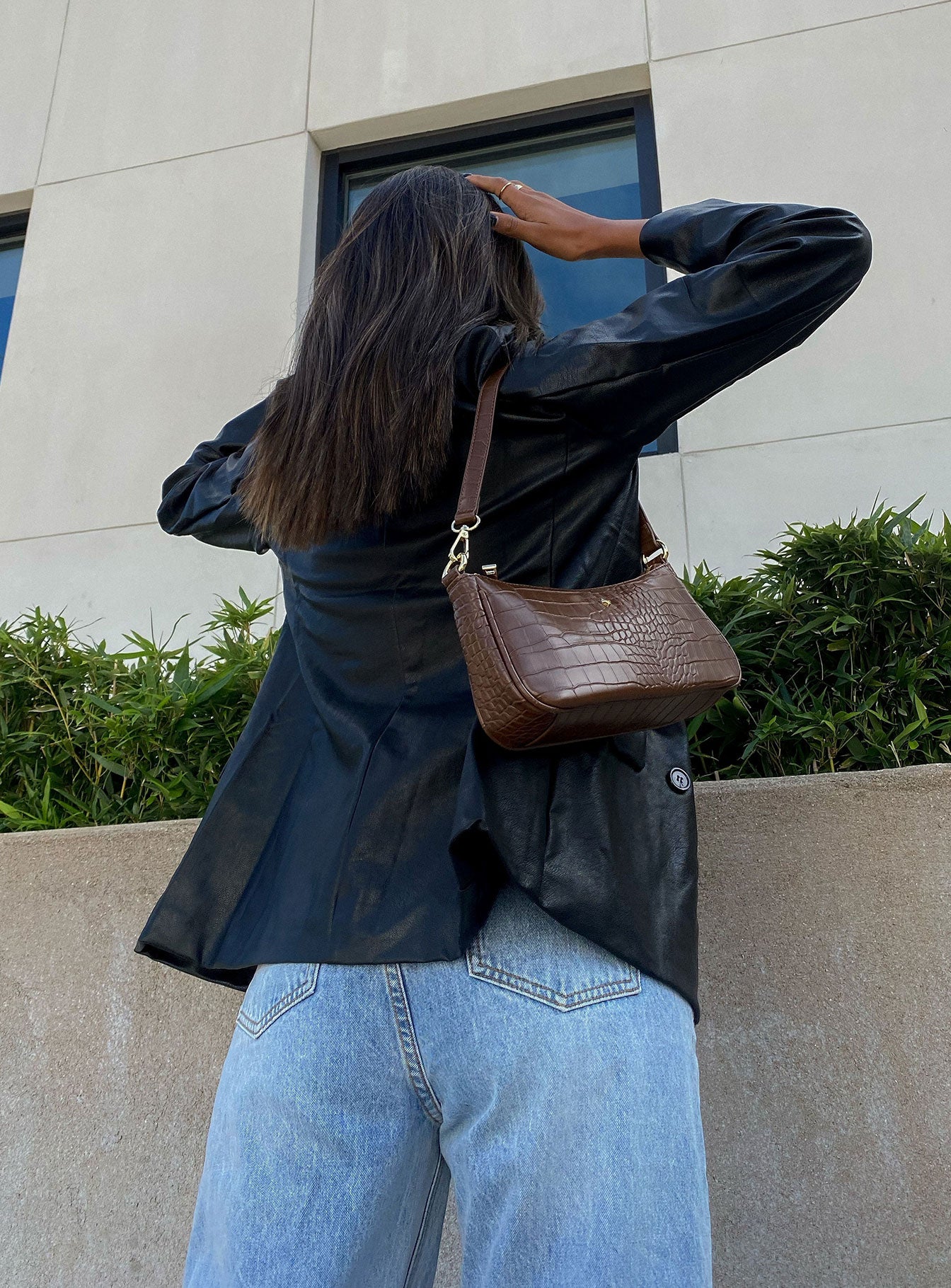 Peta & Jain Piper Bag Chocolate Croc - Image 5