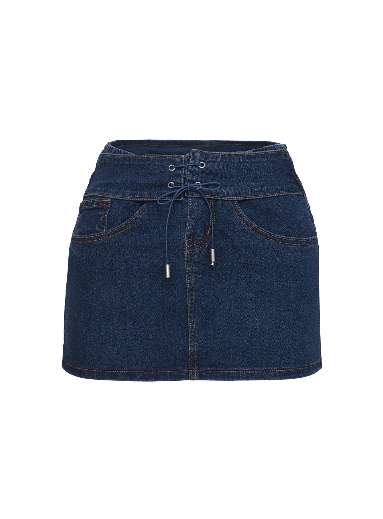 Popular Low Rise Mini Skirt Mid Blue Wash - Image 7