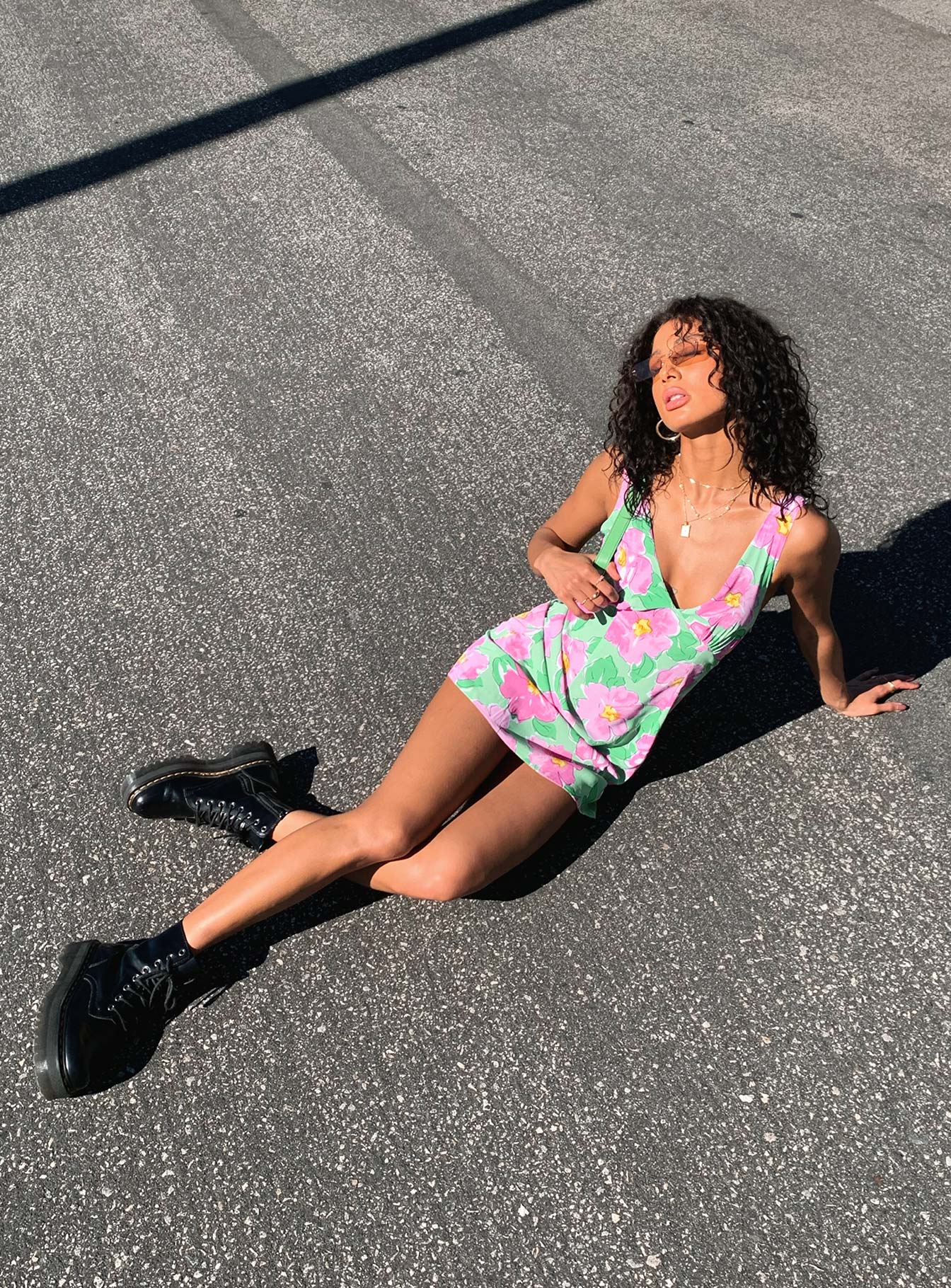 Quincy Mini Dress Green / Pink Floral - Image 7