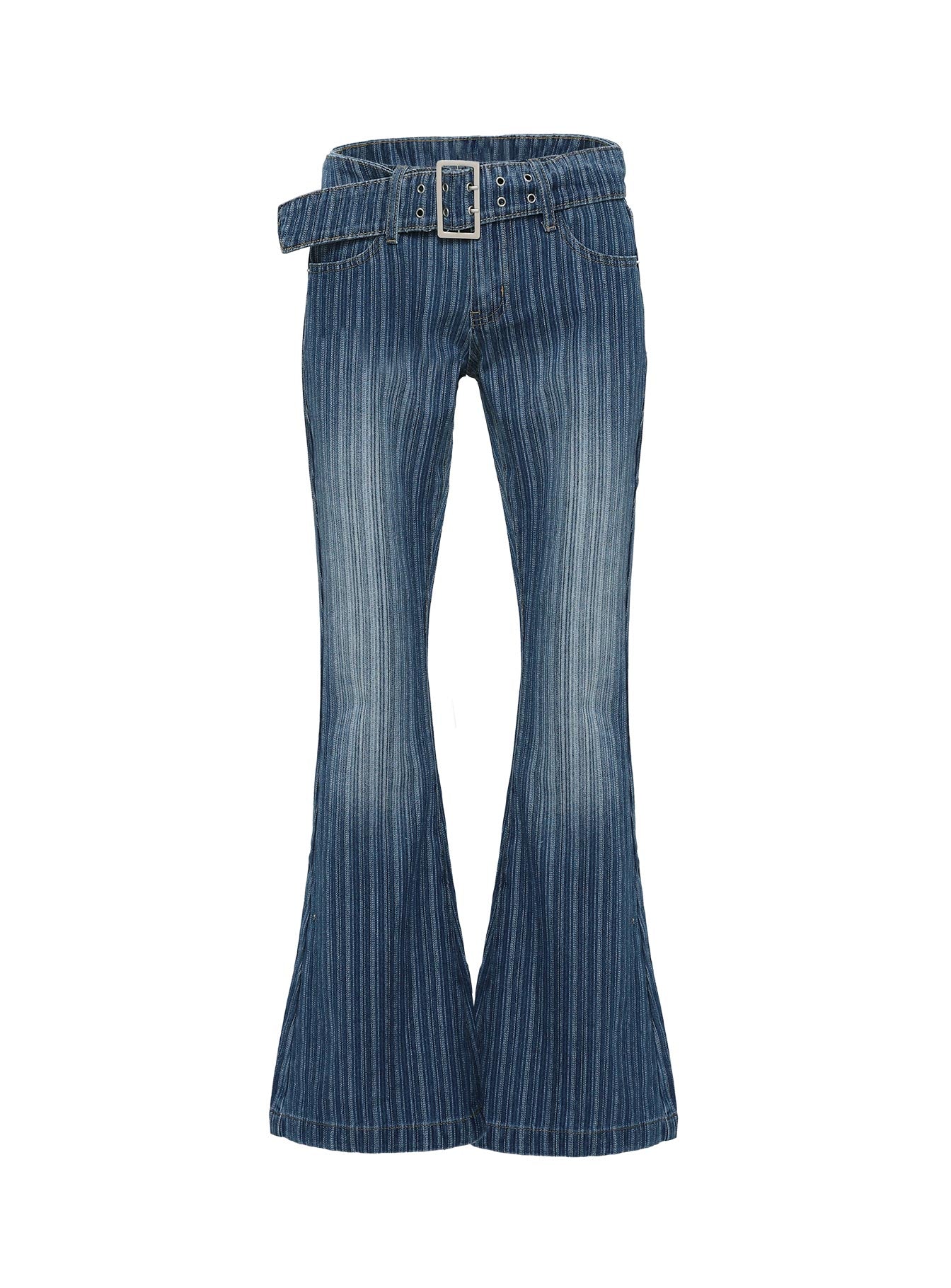 Ralbartia Stripe Belted Jeans Mid Wash - Image 5