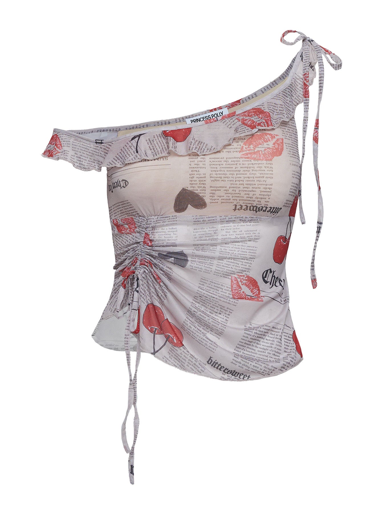 Rosee Off Shoulder Frill Top Pink Multi - Image 5