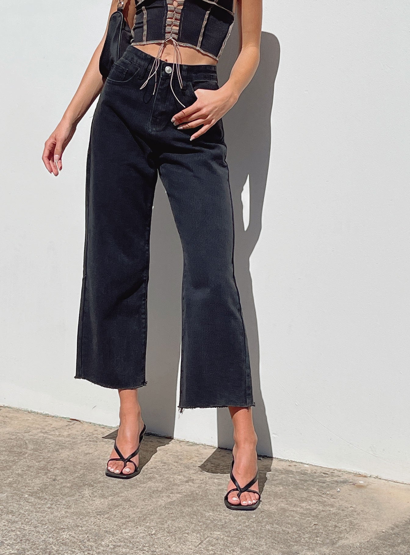 Ruby High Rise Cropped Jean Black Denim